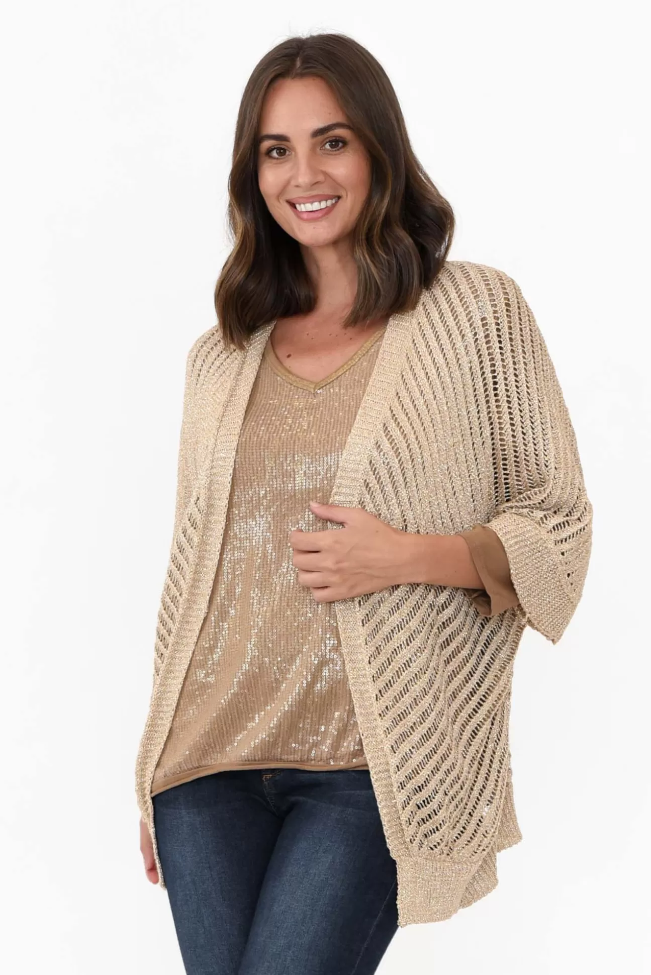 La Strada Duncan Gold Metallic Cardigan Best