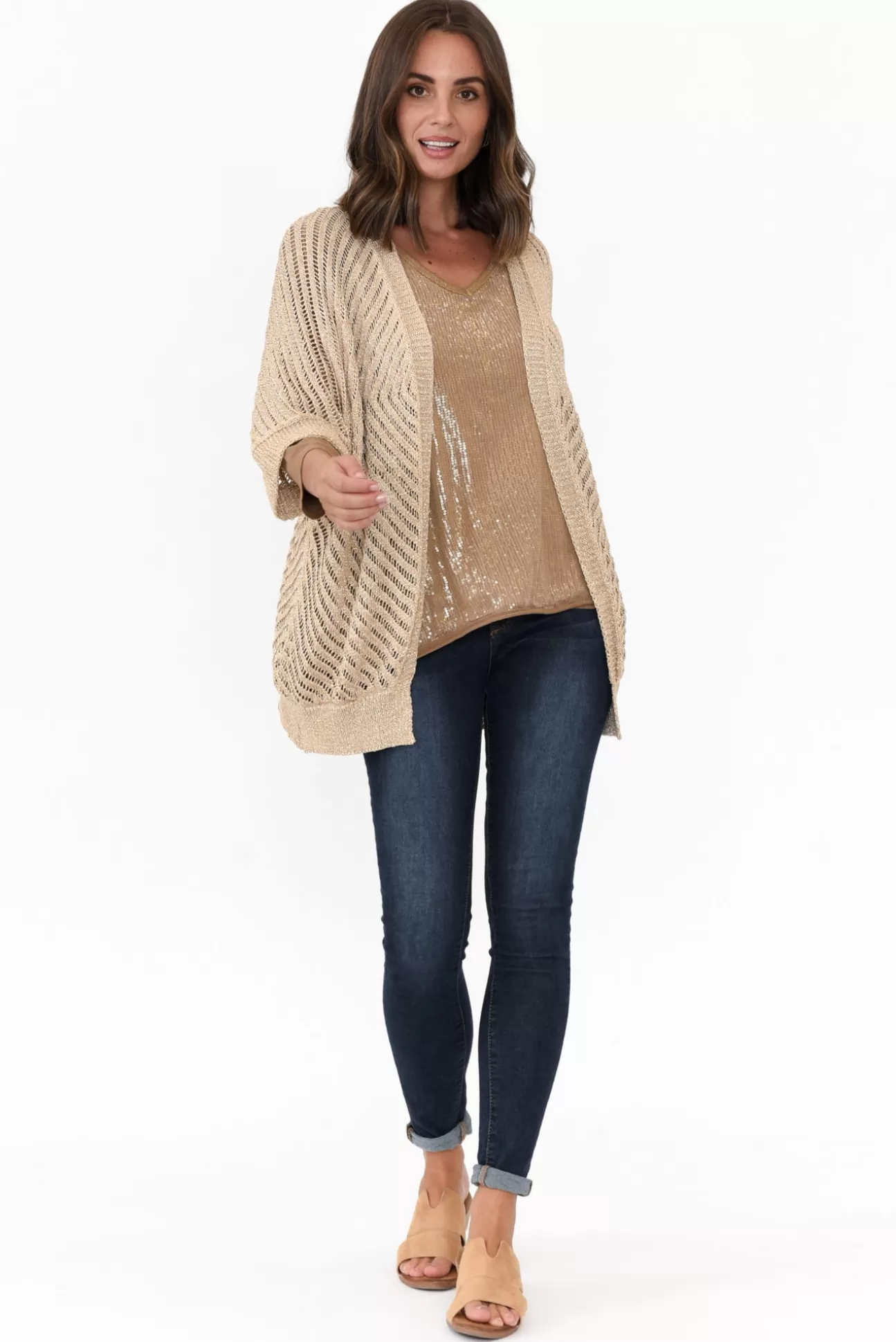 La Strada Duncan Gold Metallic Cardigan Best