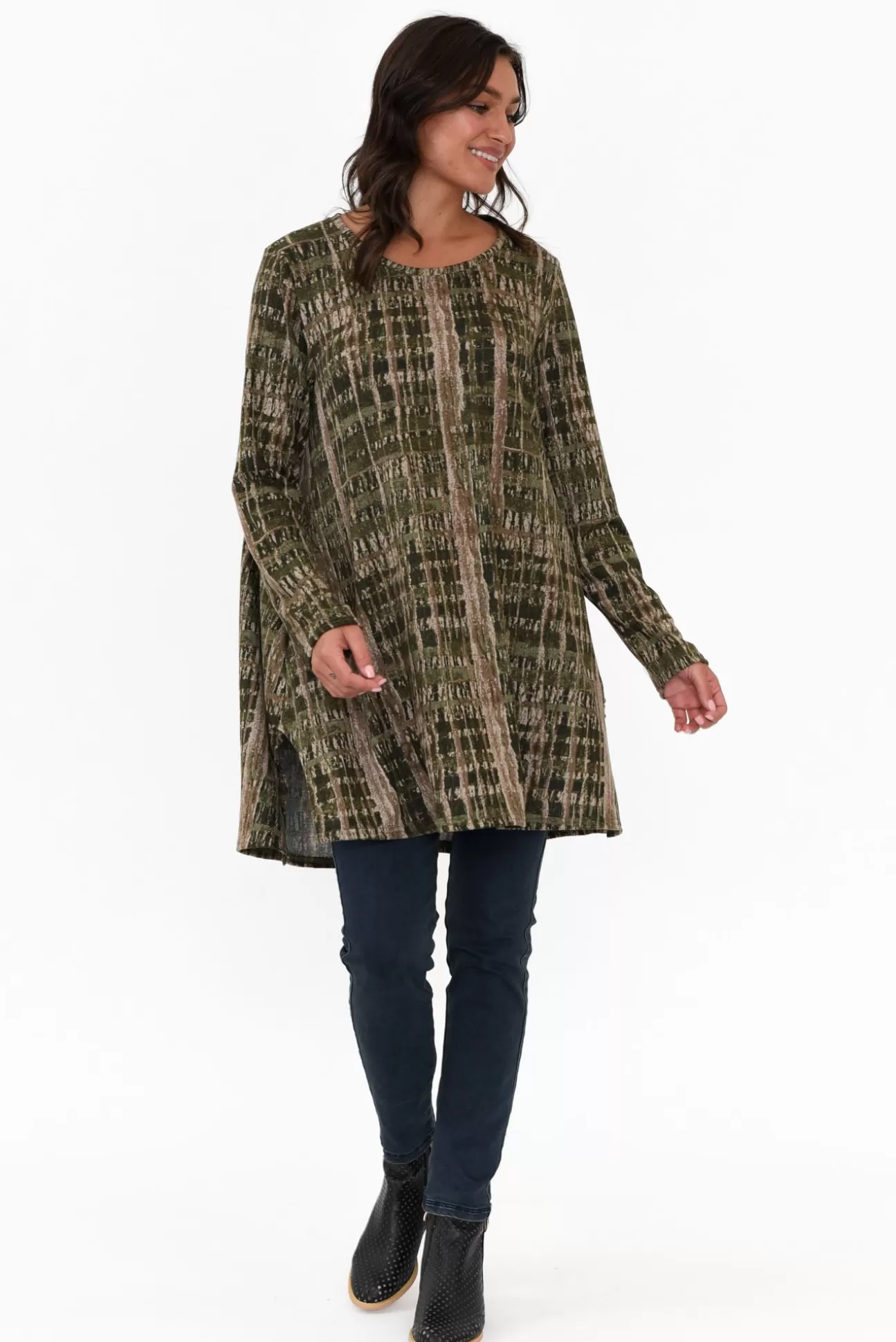 Hourglass Dylan Khaki Abstract Knit Tunic Sale