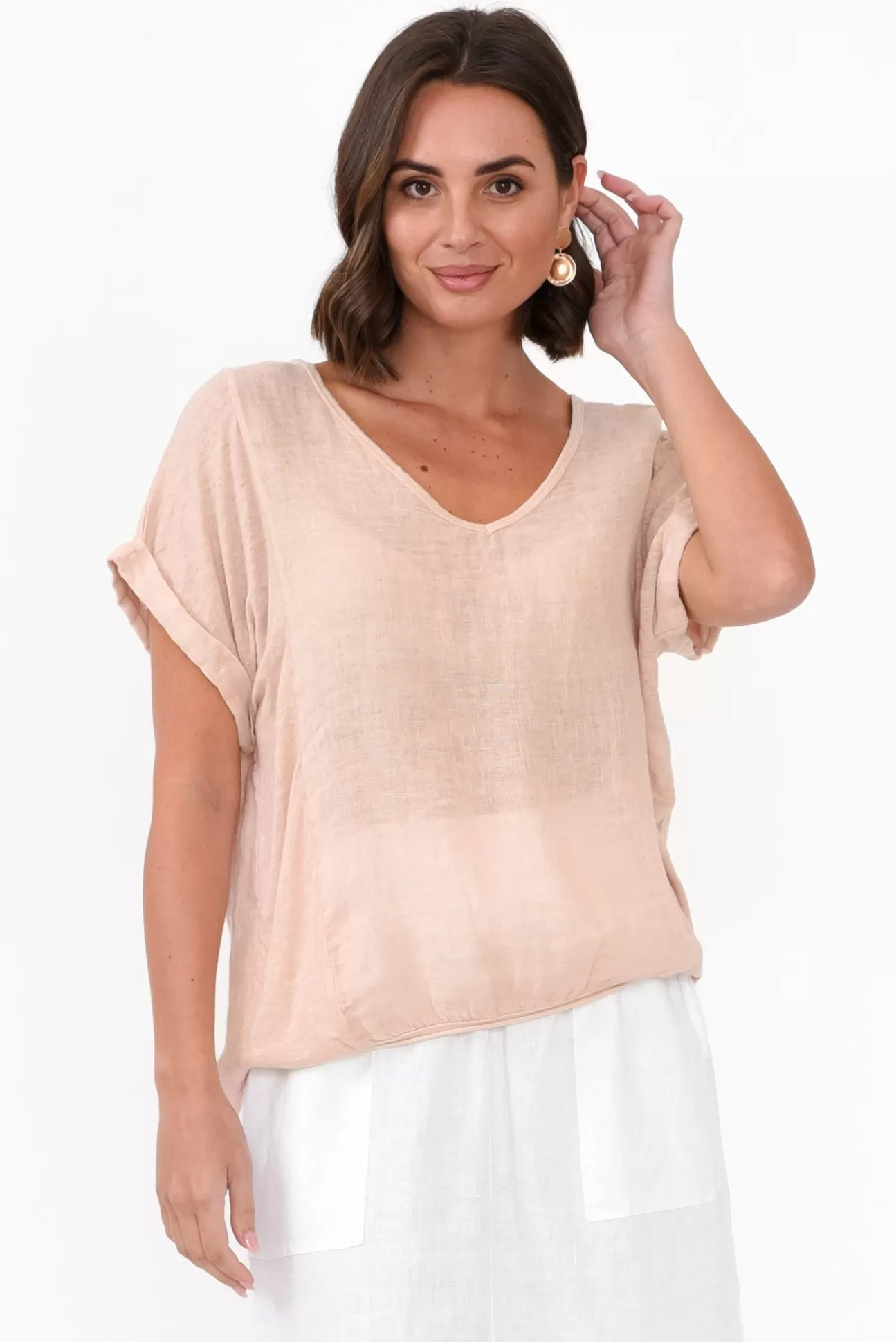 Talia Benson Effie Blush Linen Tee Online