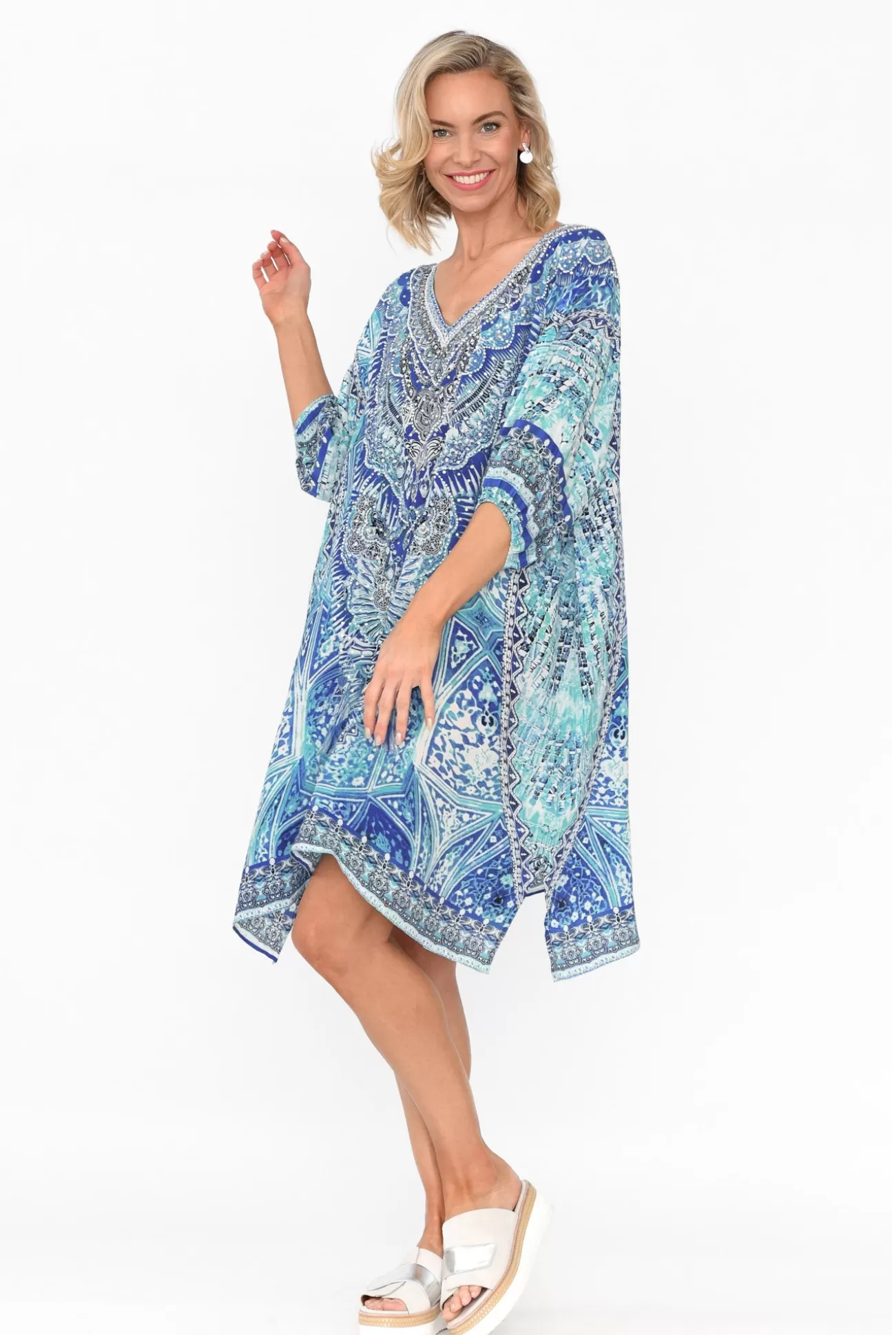 Fashion Spectrum Egyptian Blue Silk Dress Sale