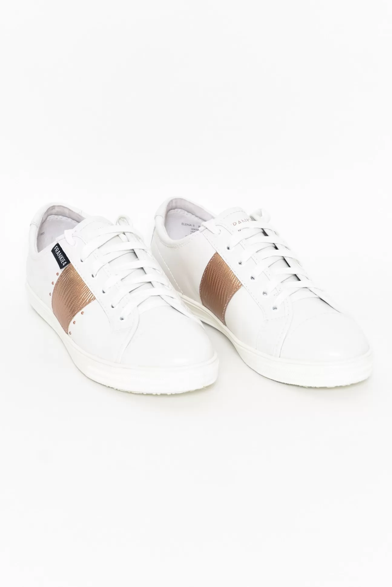 Frankie4 Elena Ii White/Rose Gold Lizard Emboss Sneaker Discount