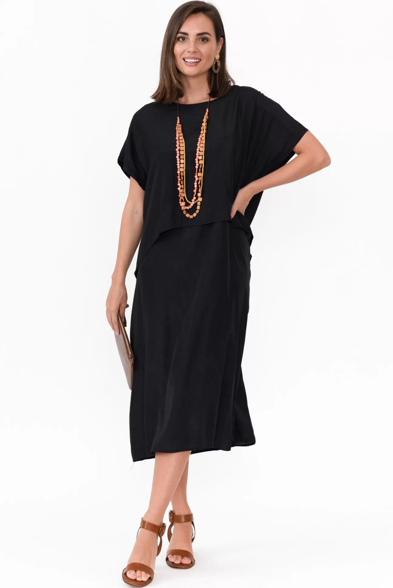 Cotton Village Elijah Black Cupro Layer Dress Outlet