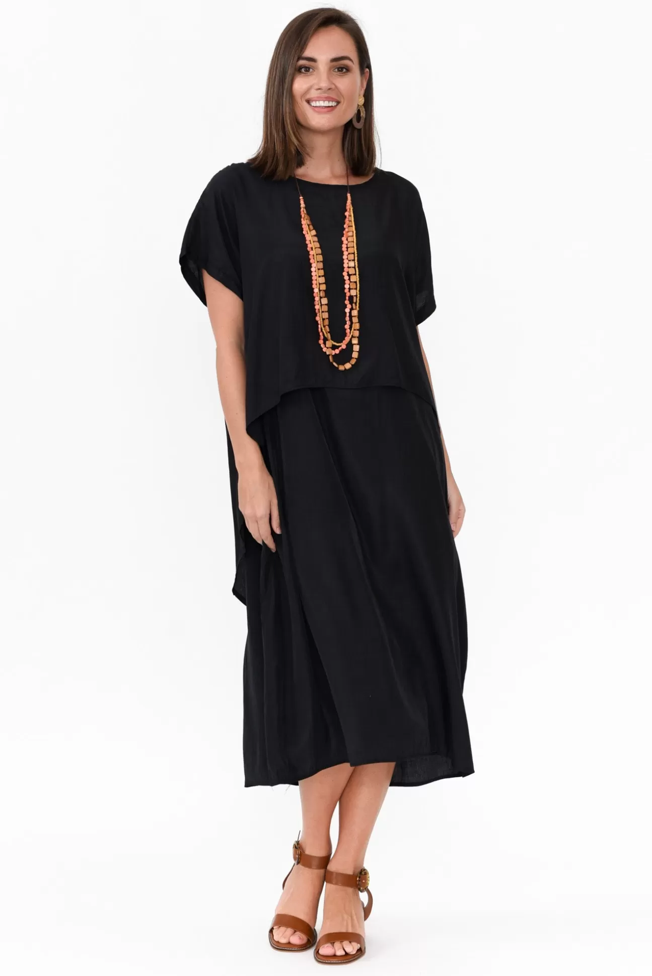 Cotton Village Elijah Black Cupro Layer Dress Outlet