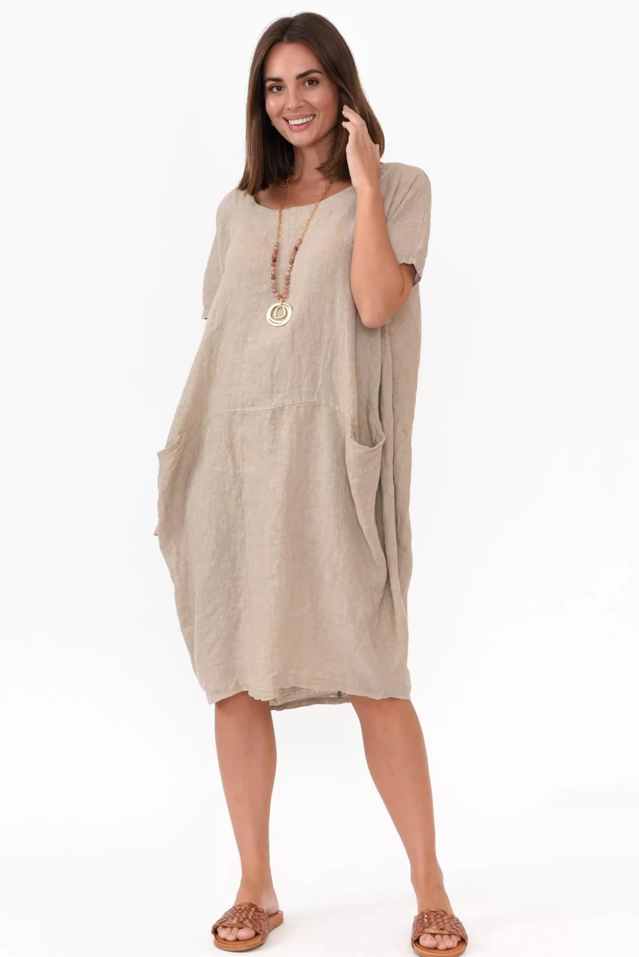 Talia Benson Ella Beige Linen Dress Store