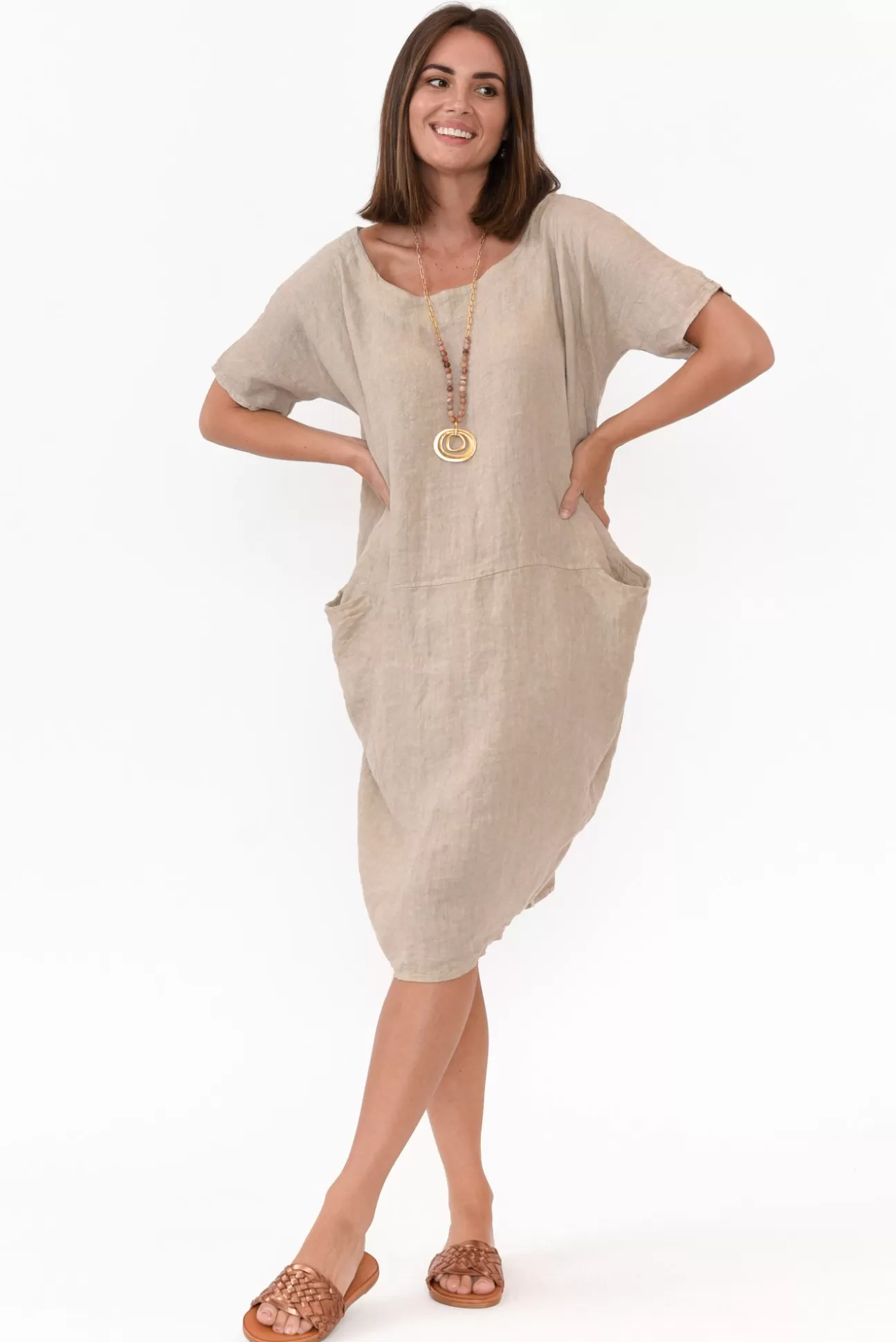 Talia Benson Ella Beige Linen Dress Store