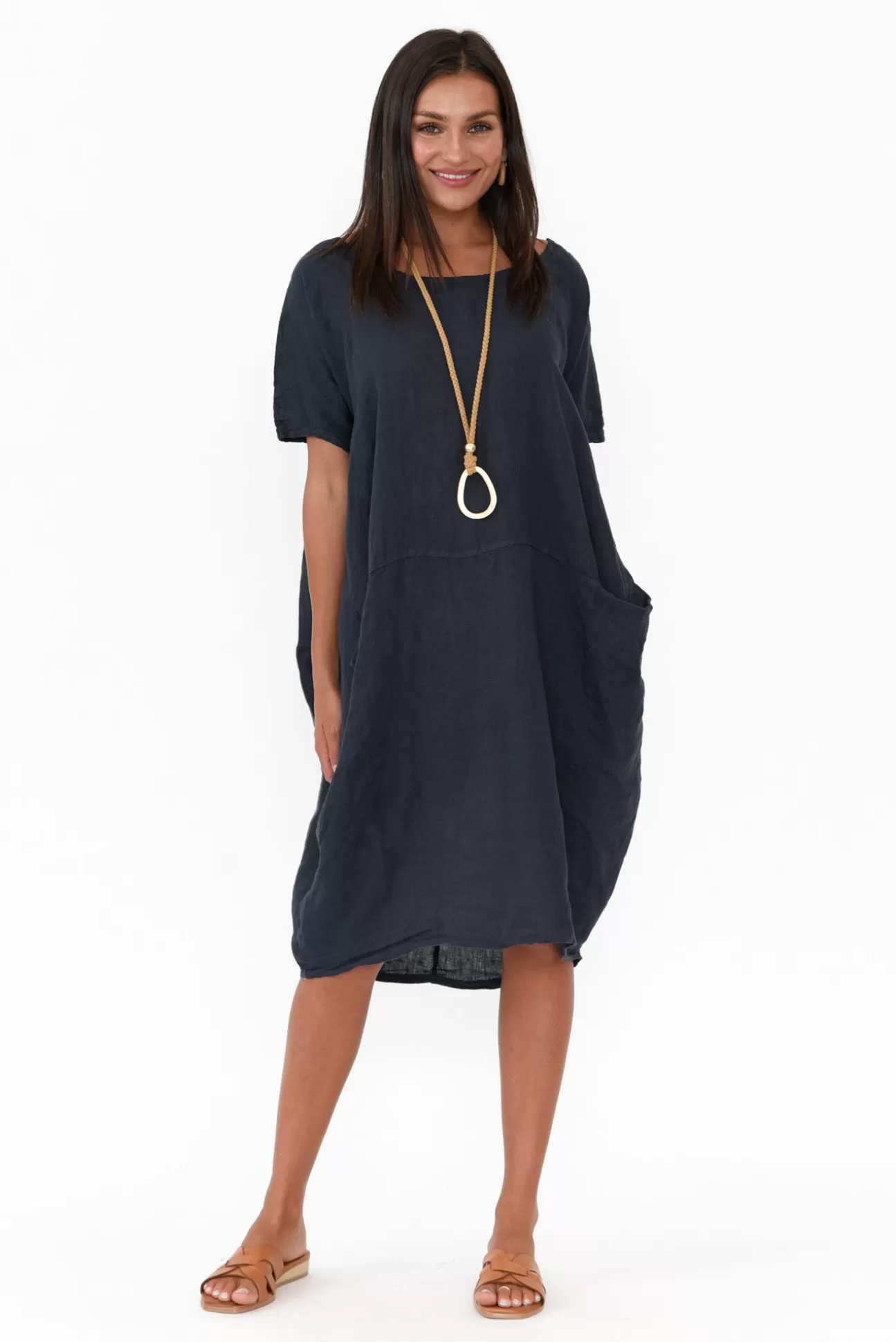 Talia Benson Ella Navy Linen Dress Best