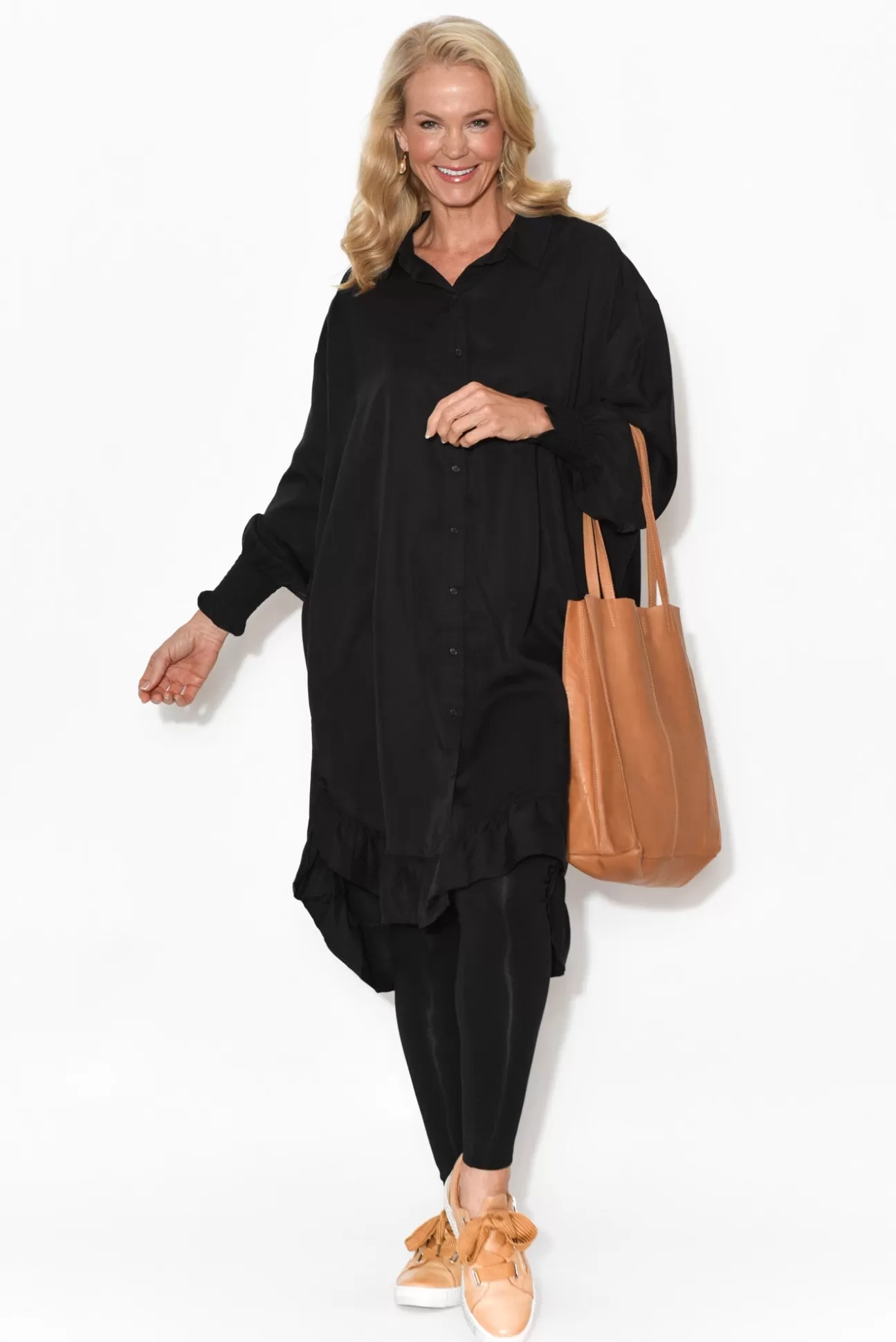 PQ Elma Black Tencel Shirt Dress Flash Sale