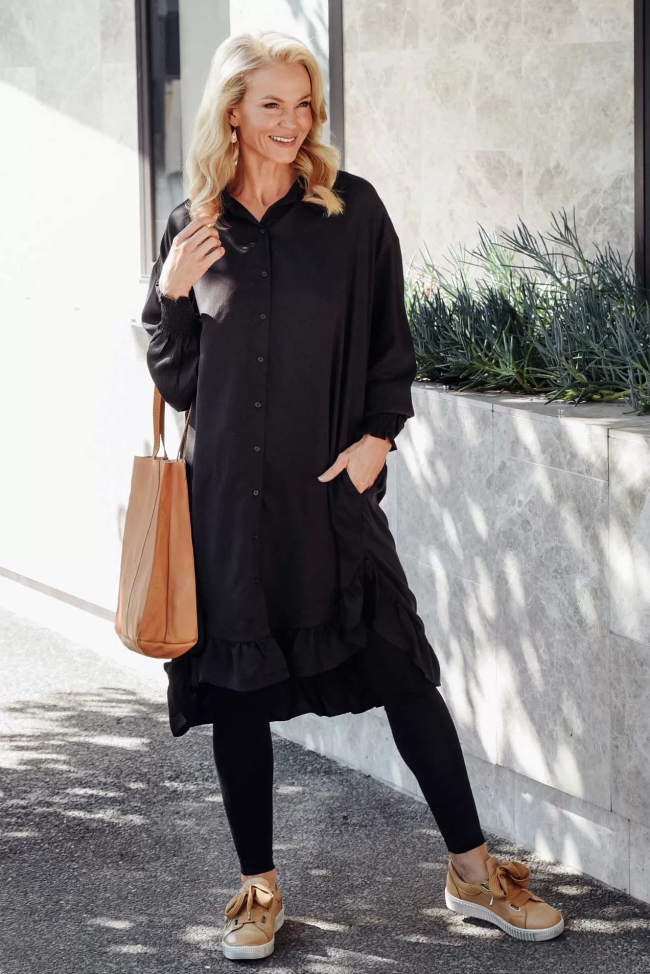 PQ Elma Black Tencel Shirt Dress Flash Sale