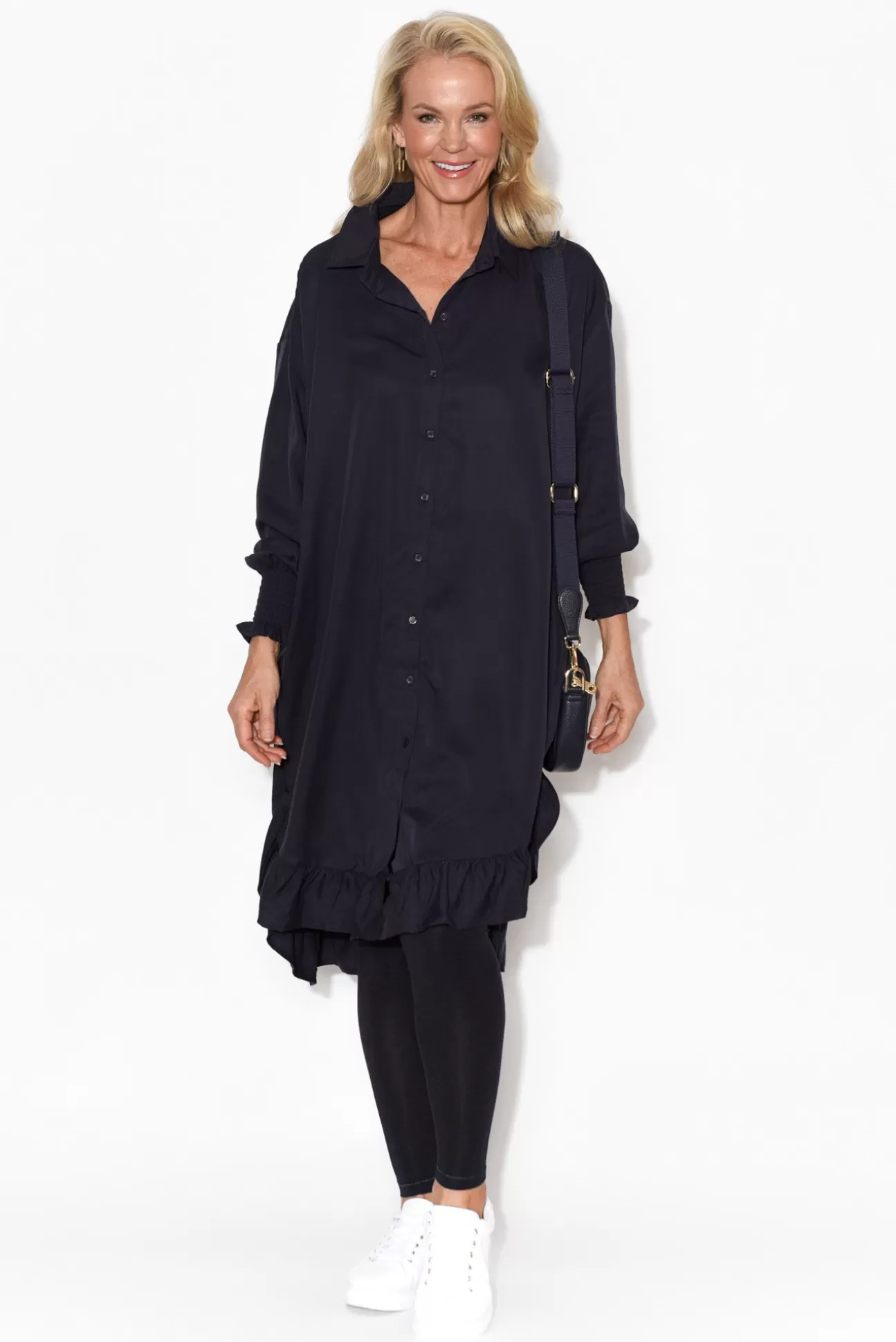 PQ Elma Navy Tencel Shirt Dress Sale