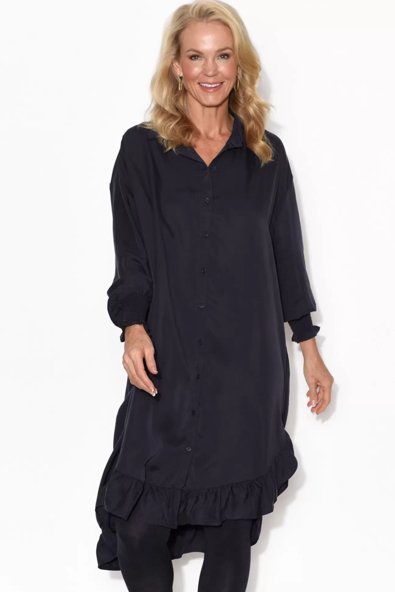 PQ Elma Navy Tencel Shirt Dress Sale