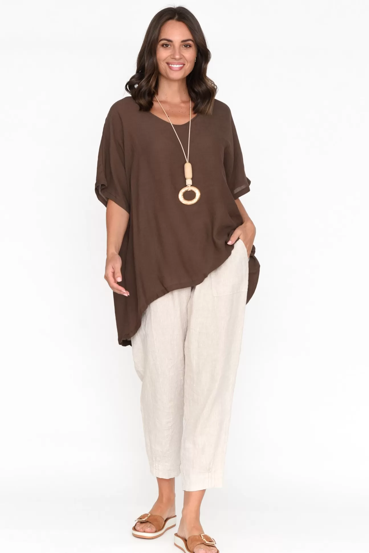 Cotton Village Elvira Chocolate Drape Top Sale