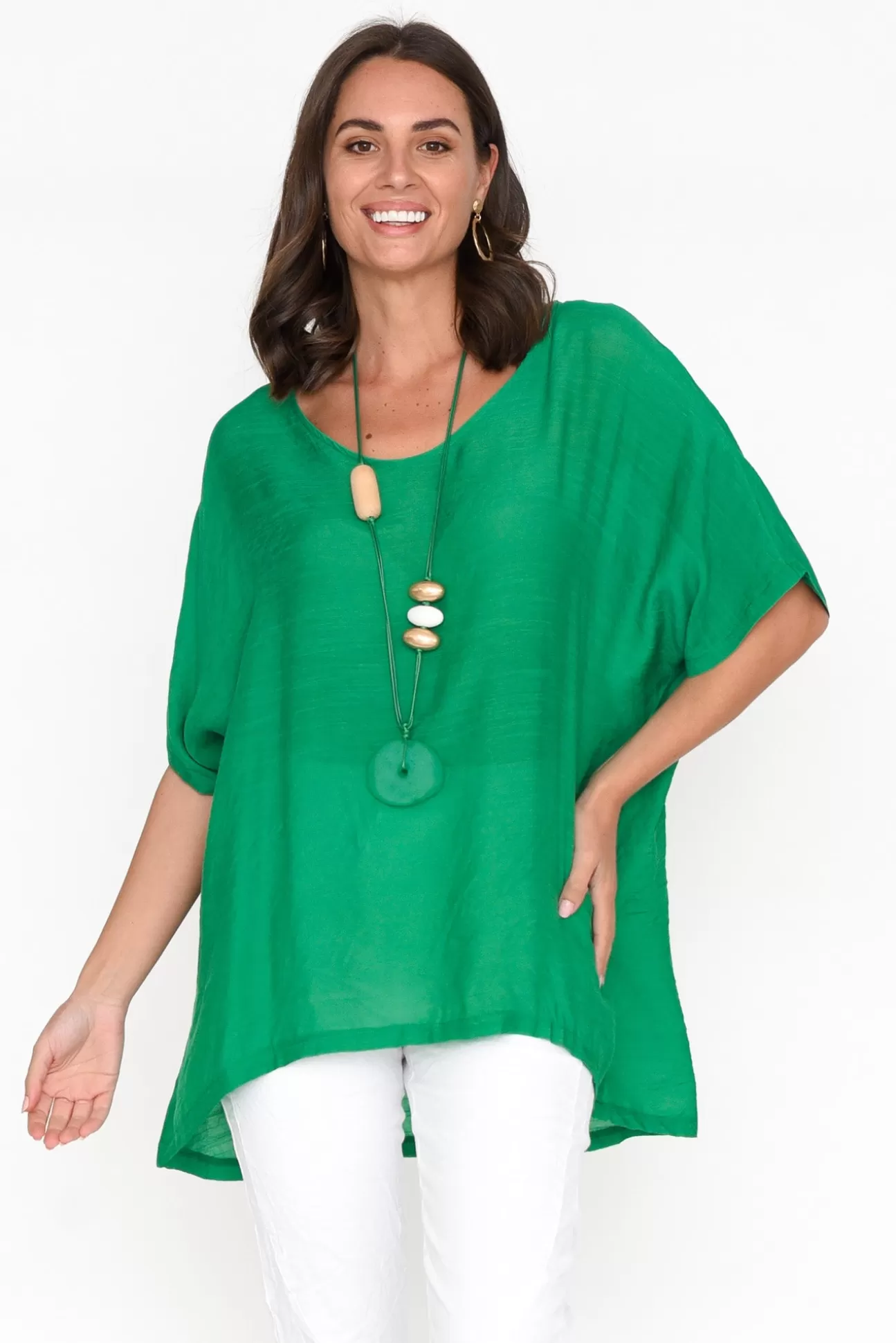 Cotton Village Elvira Green Drape Top New