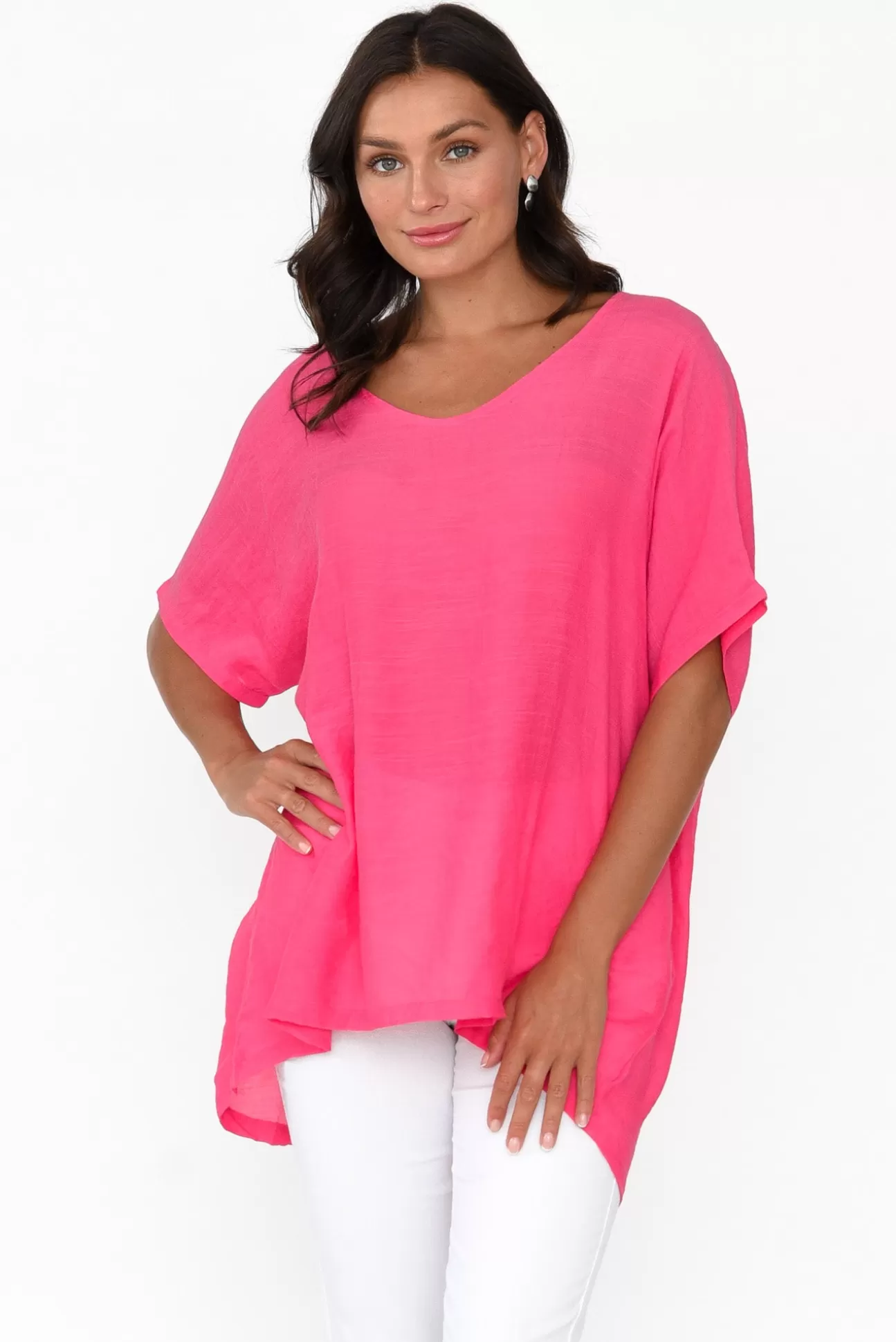 Cotton Village Elvira Hot Pink Drape Top Store