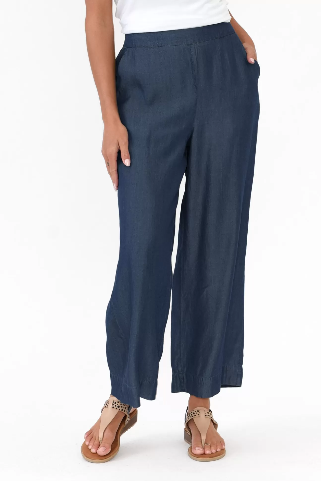 Betty Basics Emily Deep Blue Wide Leg Pant Flash Sale