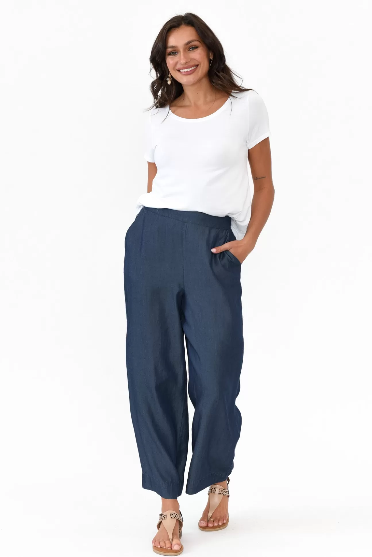 Betty Basics Emily Deep Blue Wide Leg Pant Flash Sale