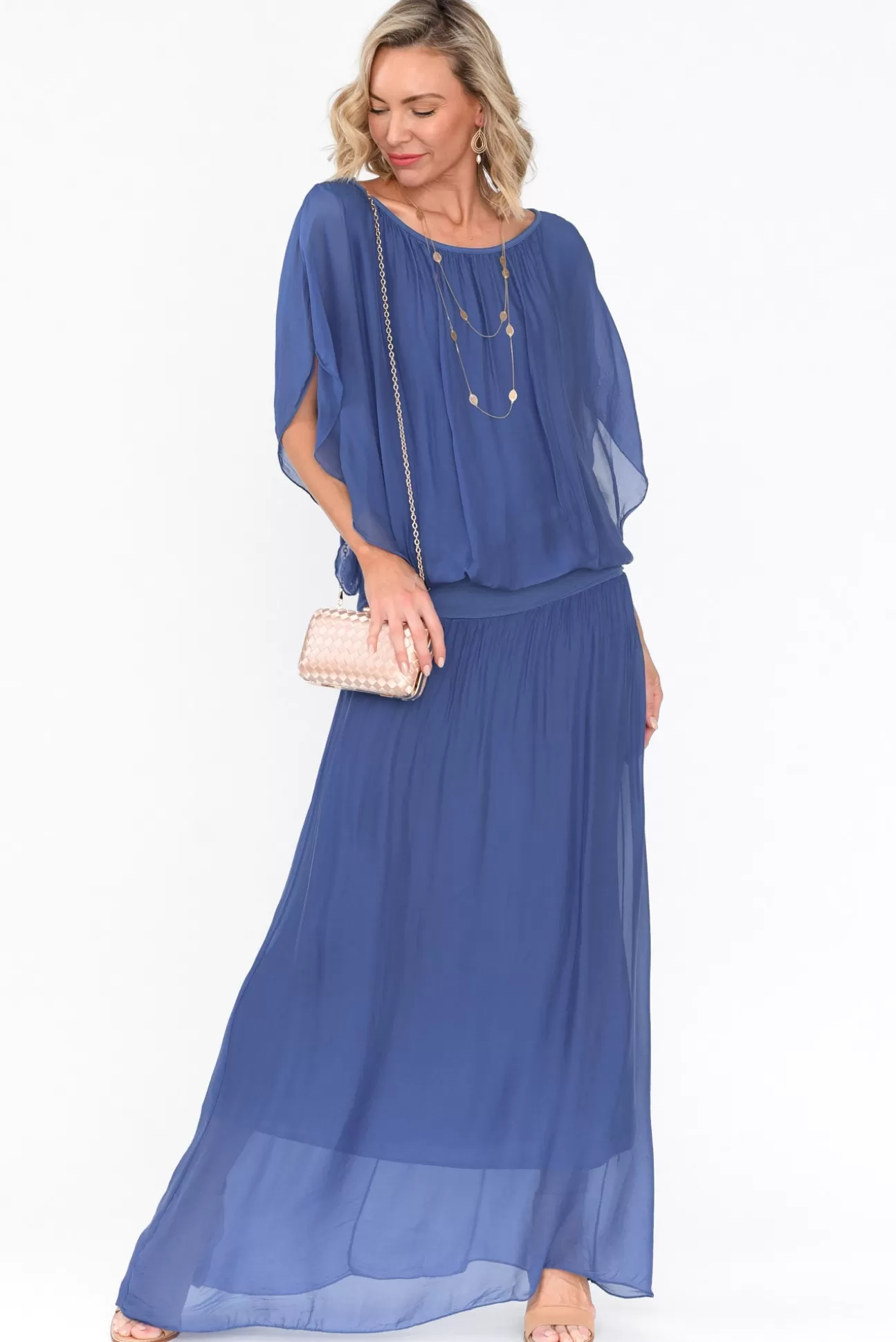 Fabuler Evaline Cobalt Silk Layer Top Online