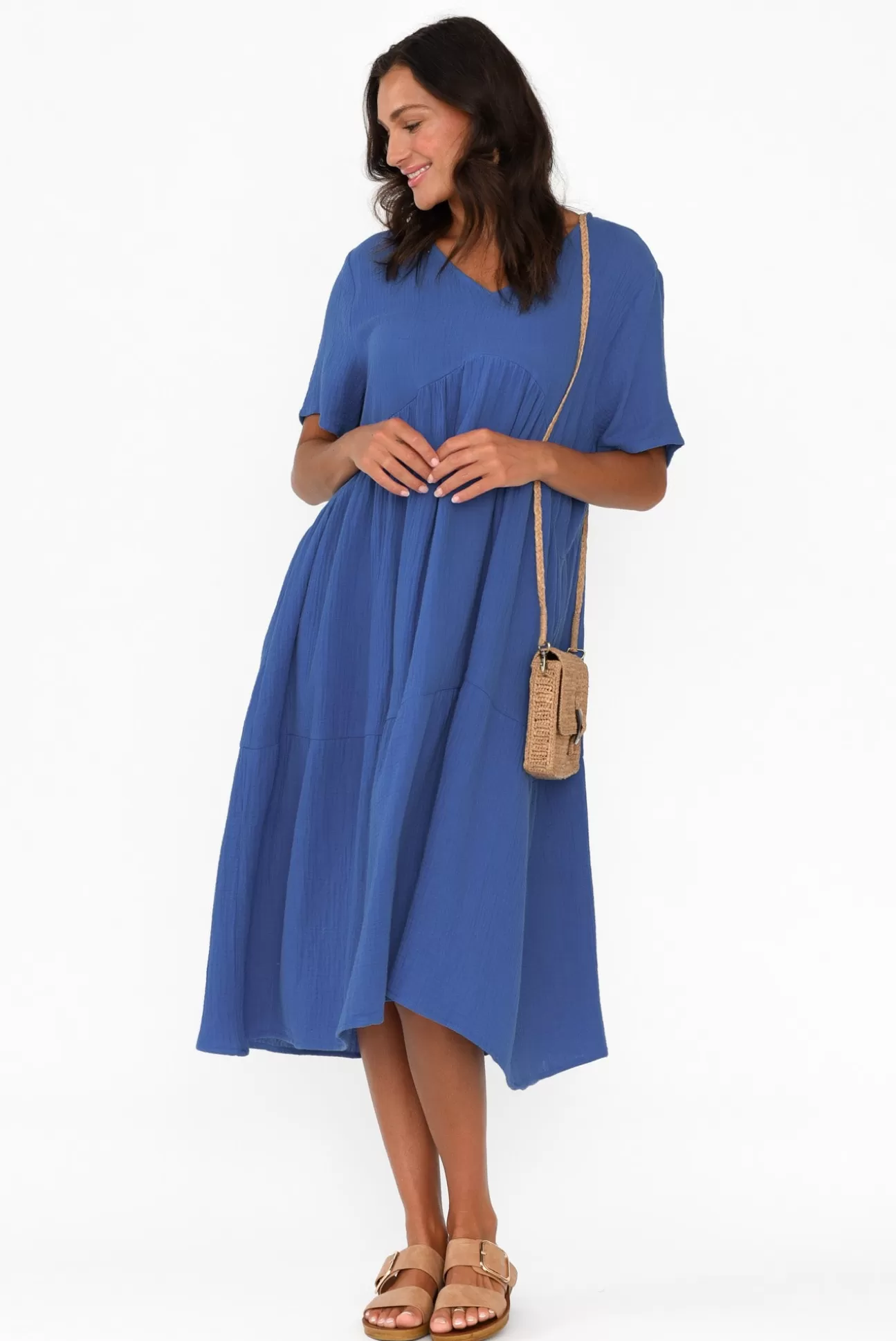 La Mode Evianna Cobalt Cotton Peak Dress Sale