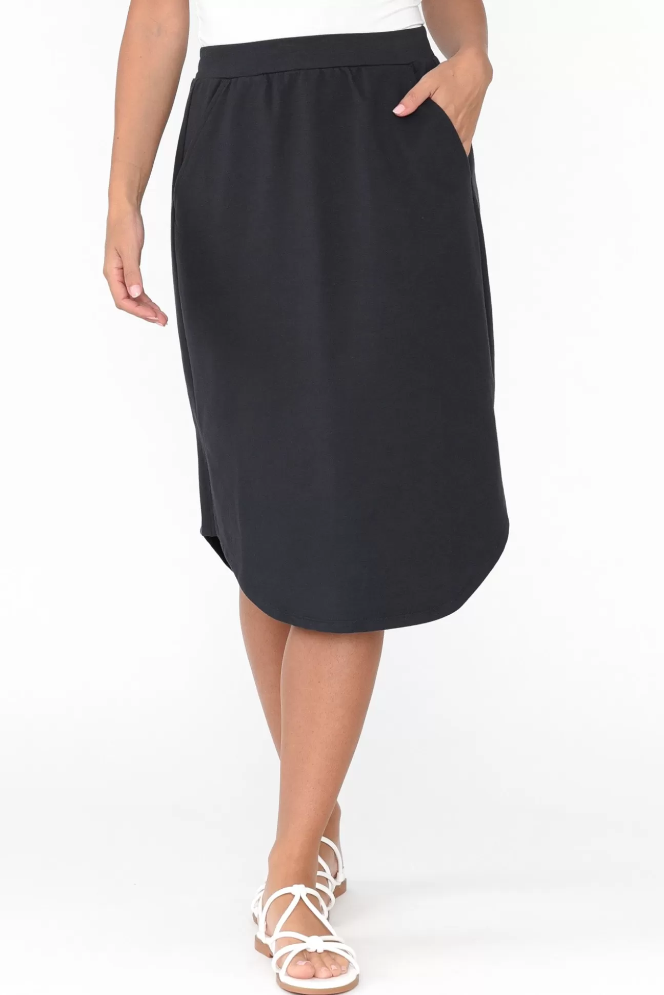 Betty Basics Evie Charcoal Cotton Blend Skirt Best