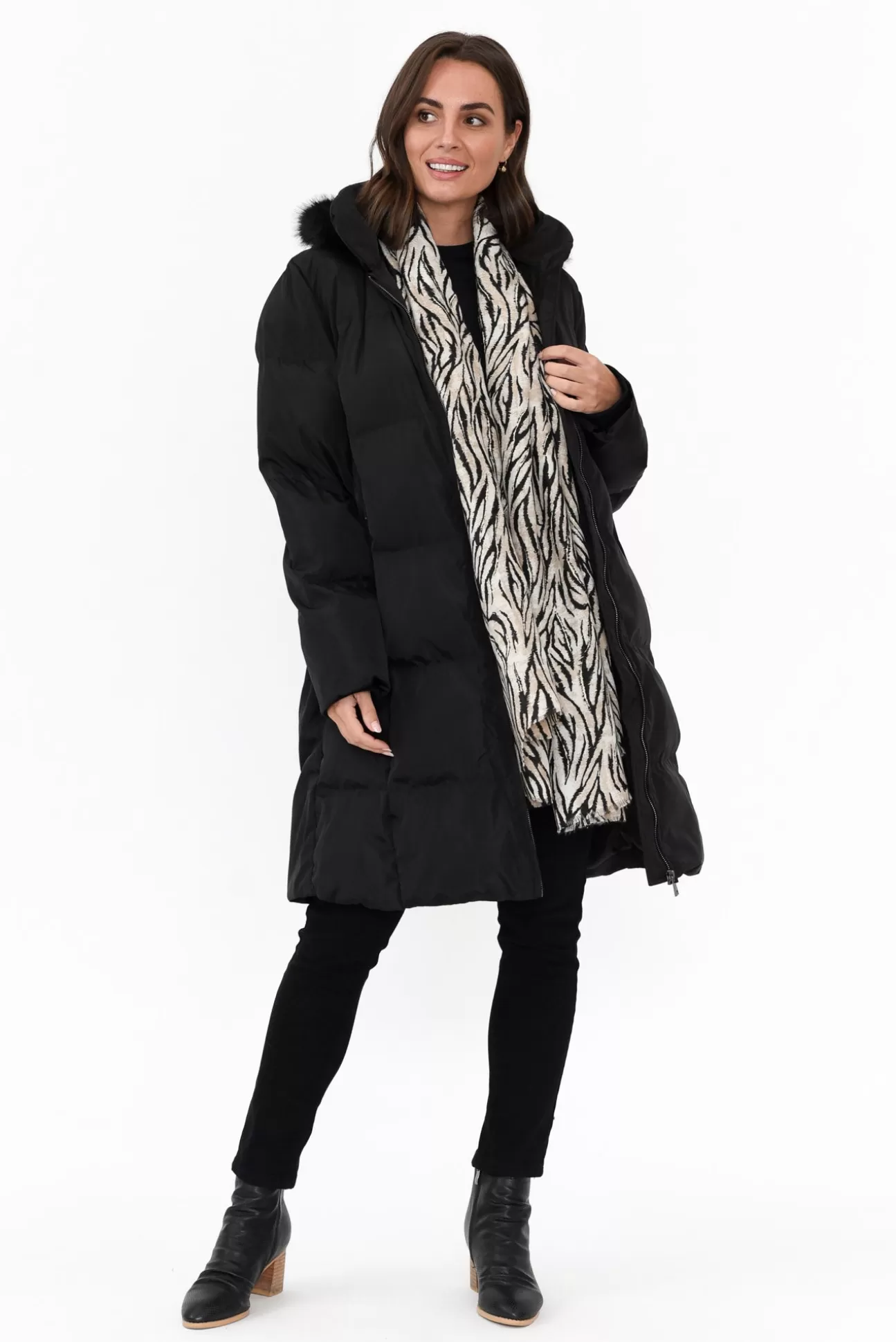 Hammock u0026 Vine Faye Black Faux Fur Puffer Jacket Flash Sale