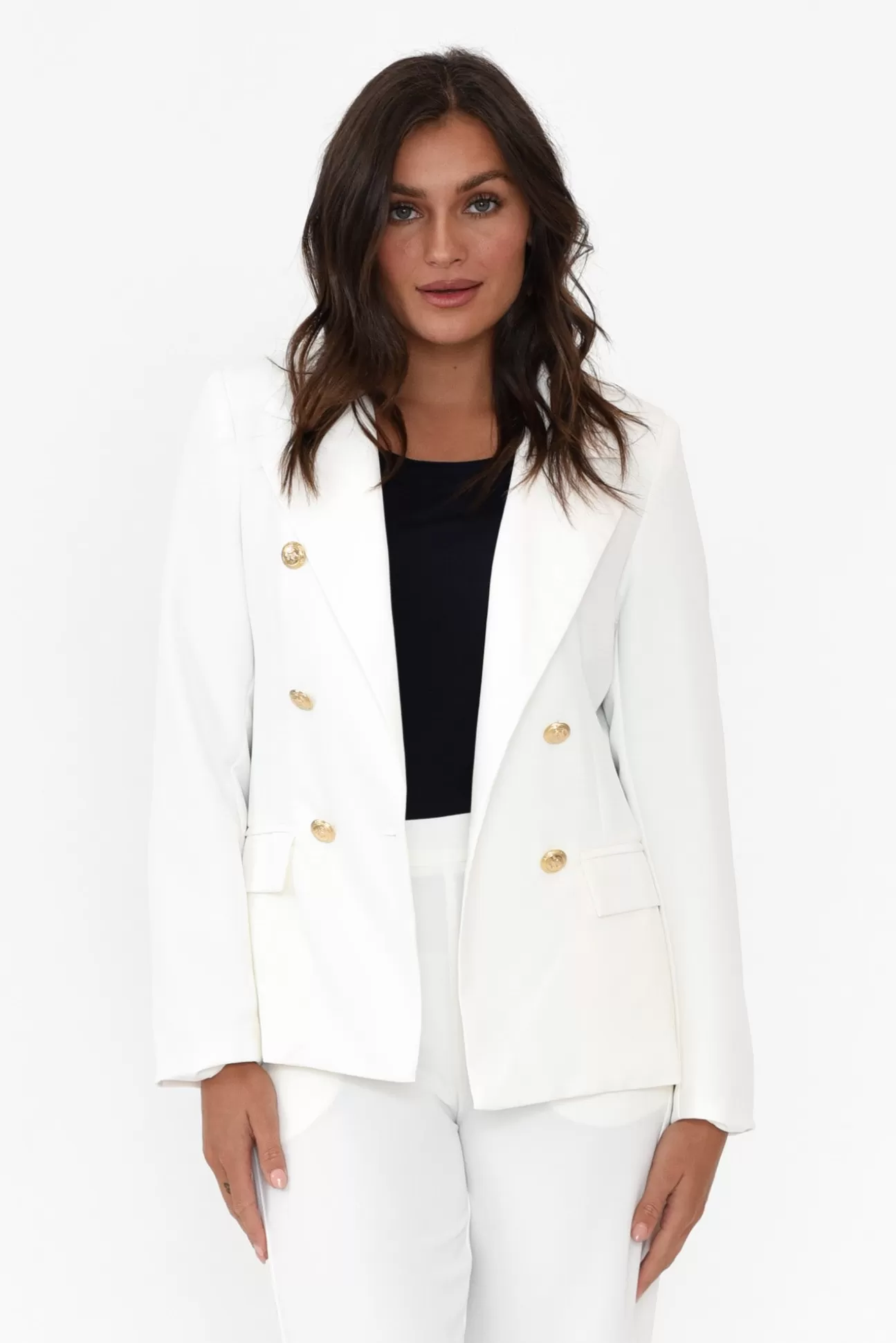 La Strada Feena White Double Breasted Blazer Store