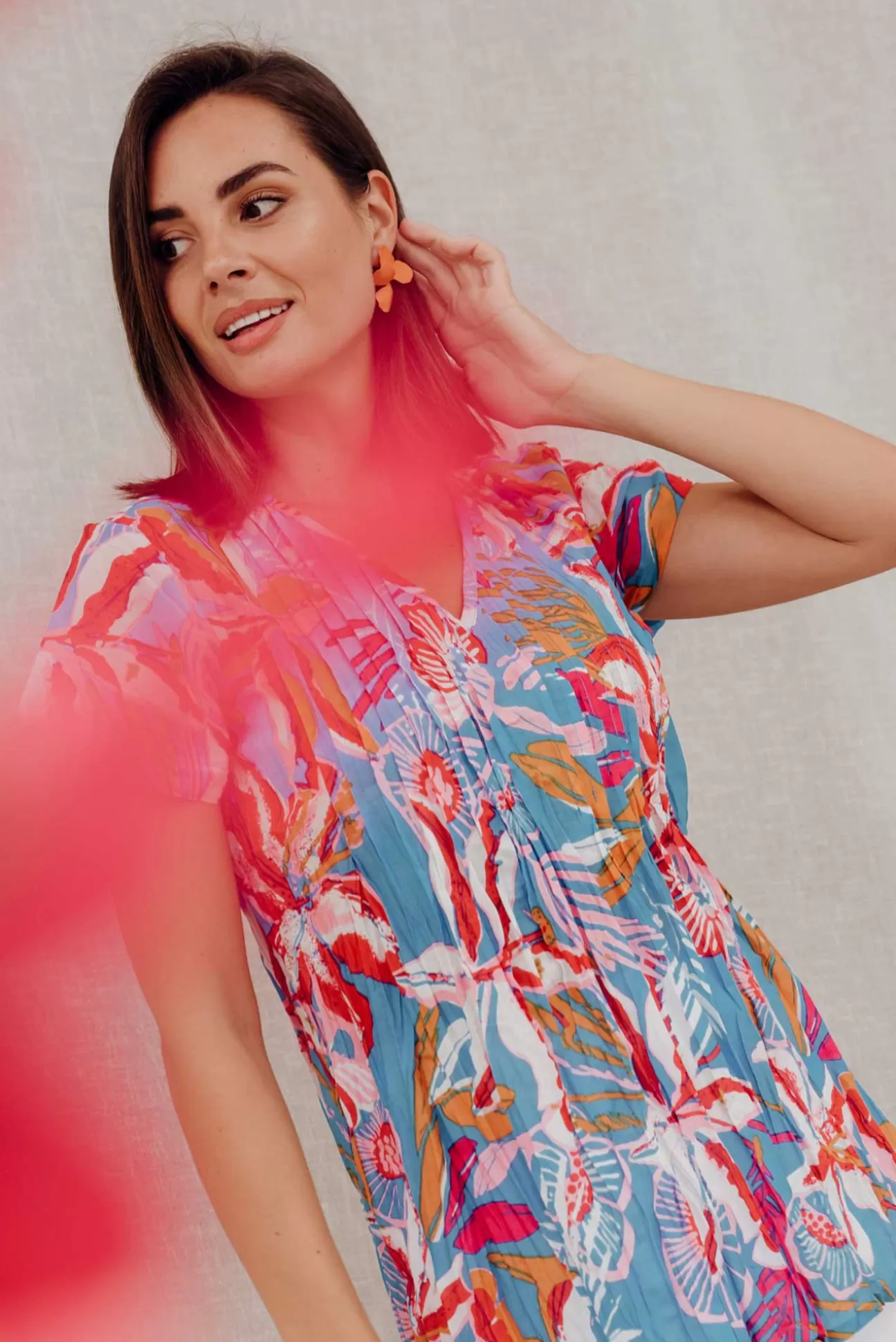 One Summer Fia Blue Tropical Cotton Top Online