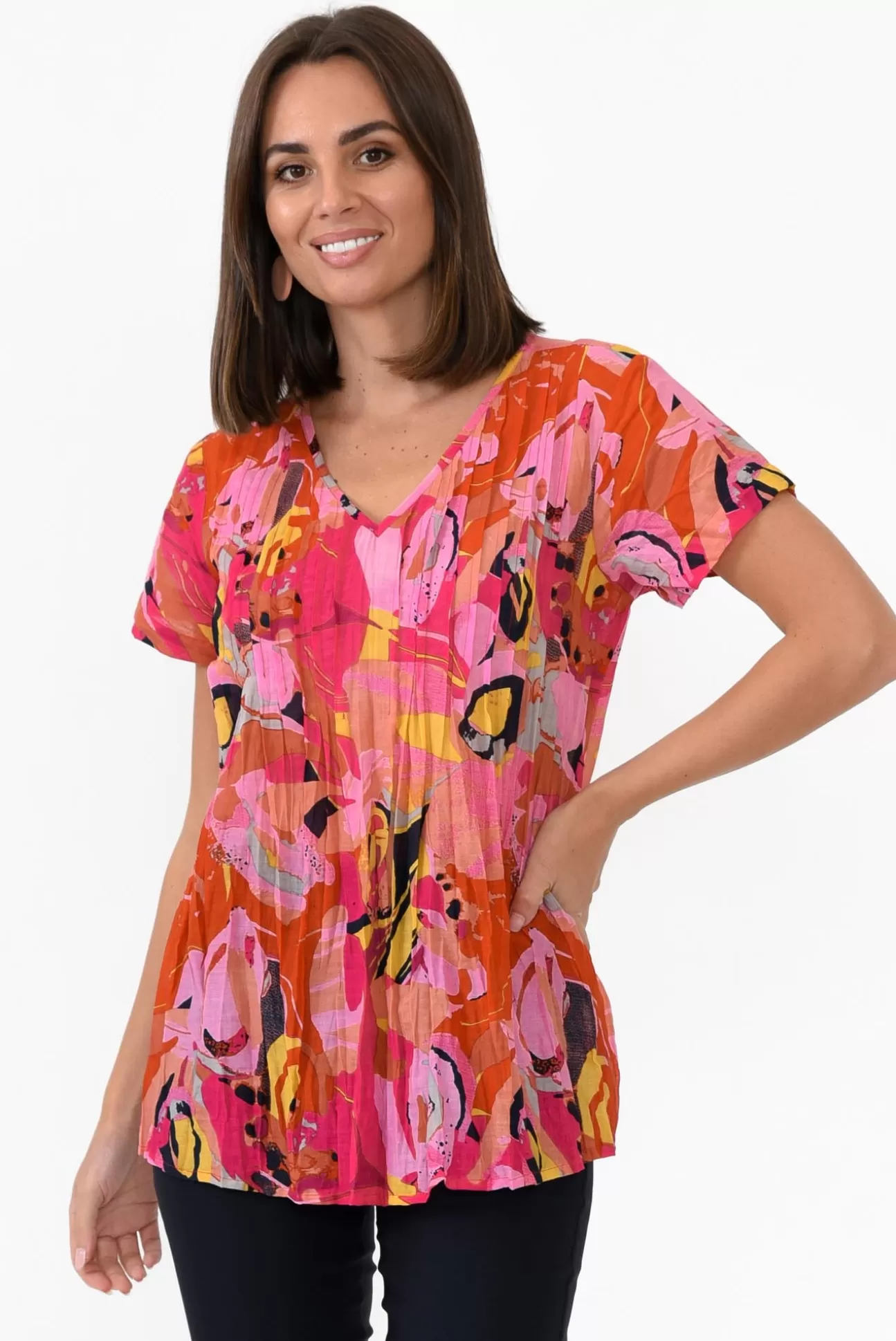 One Summer Fia Pink Poppy Cotton Top Flash Sale