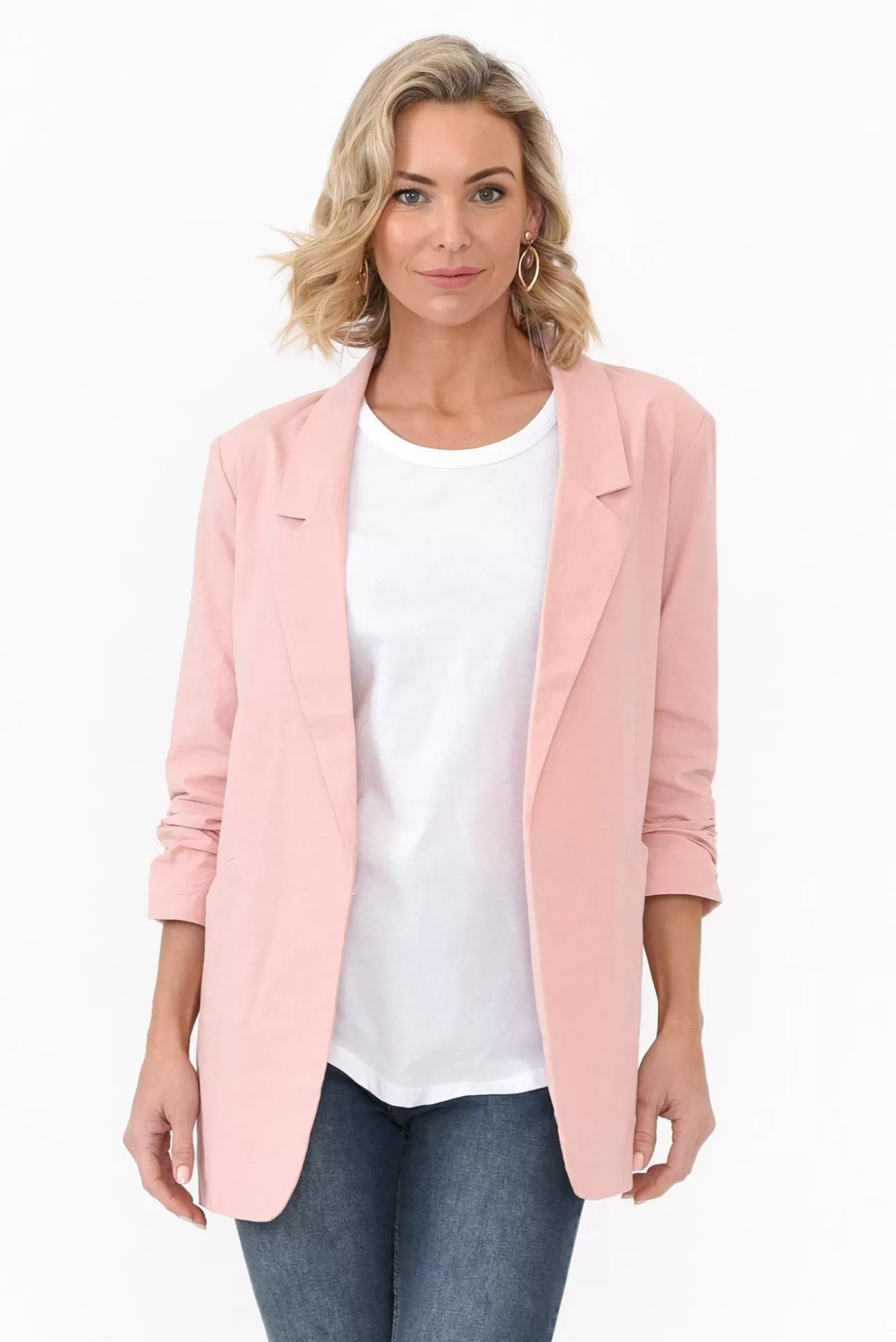 Cali and Co Figaro Blush Cotton Blazer Hot