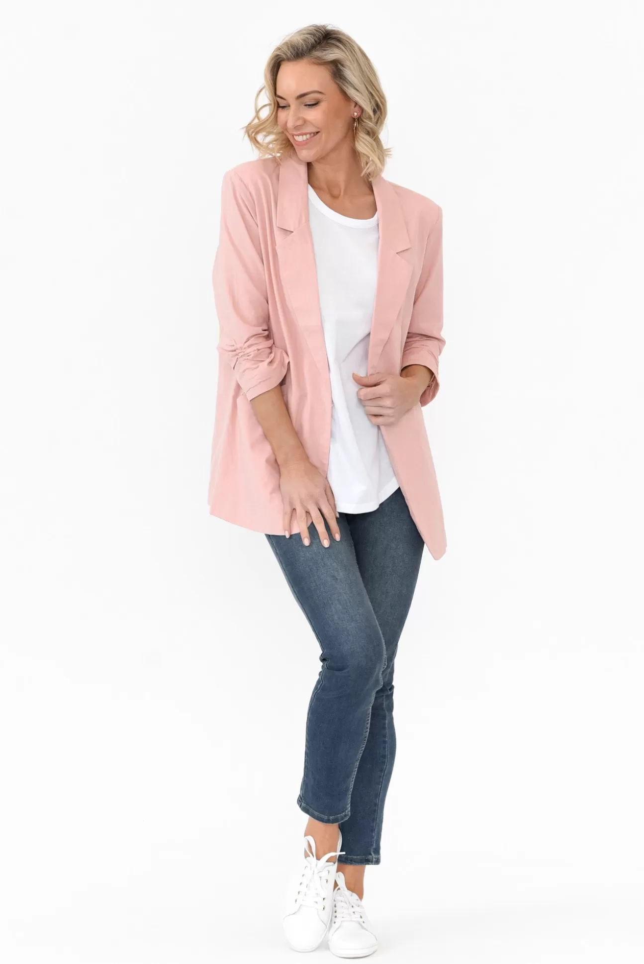 Cali and Co Figaro Blush Cotton Blazer Hot