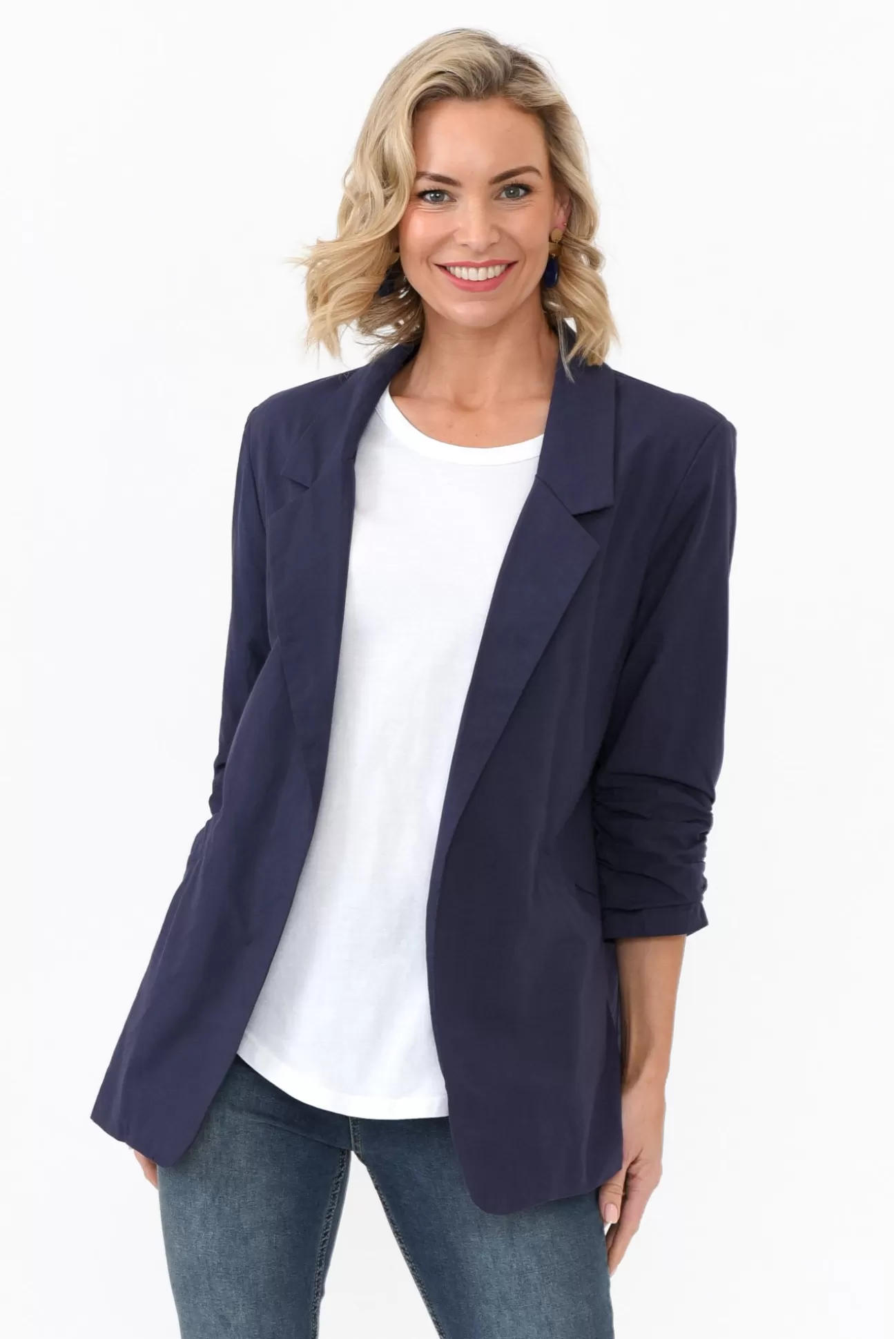 Cali and Co Figaro Navy Cotton Blazer Store