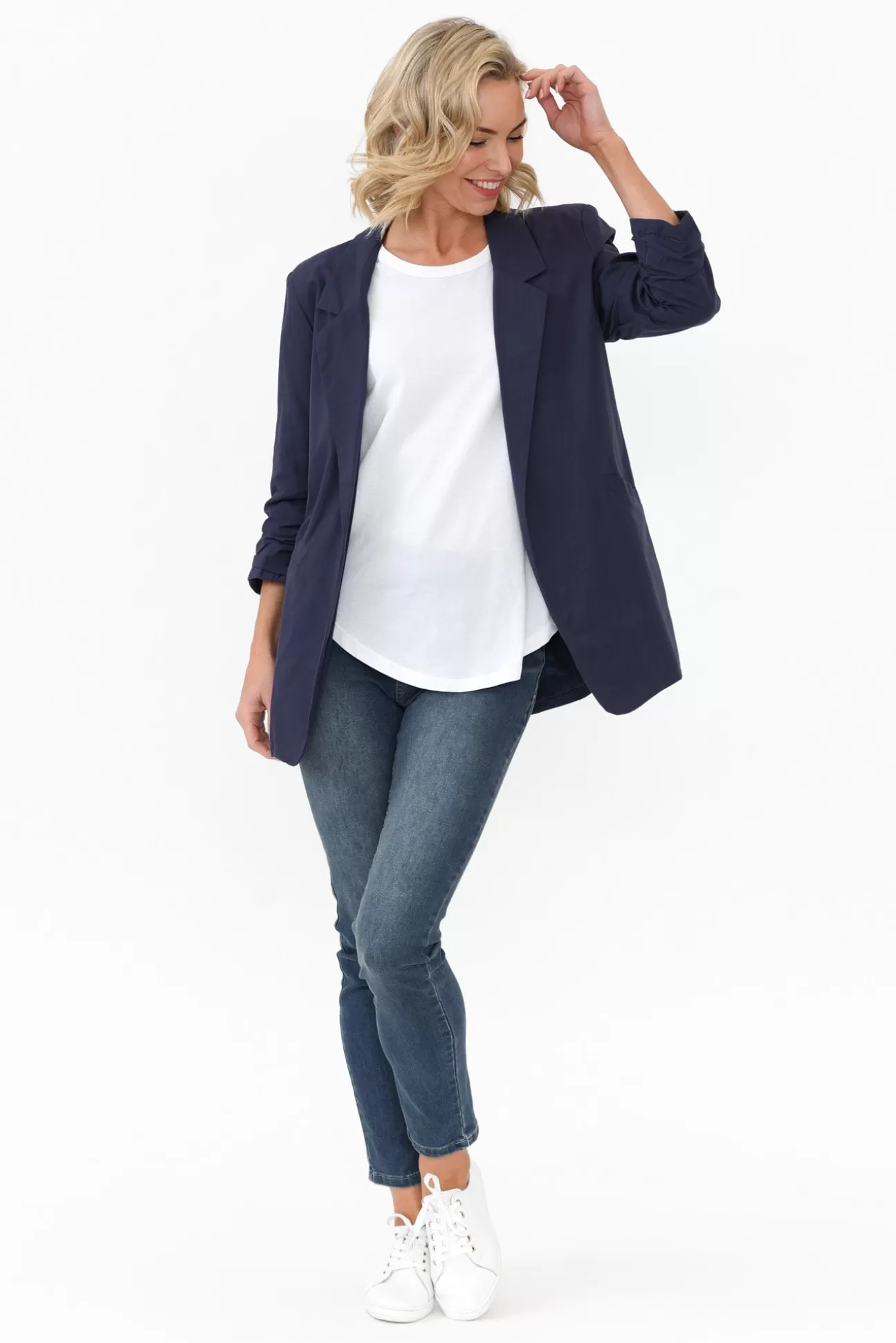 Cali and Co Figaro Navy Cotton Blazer Store