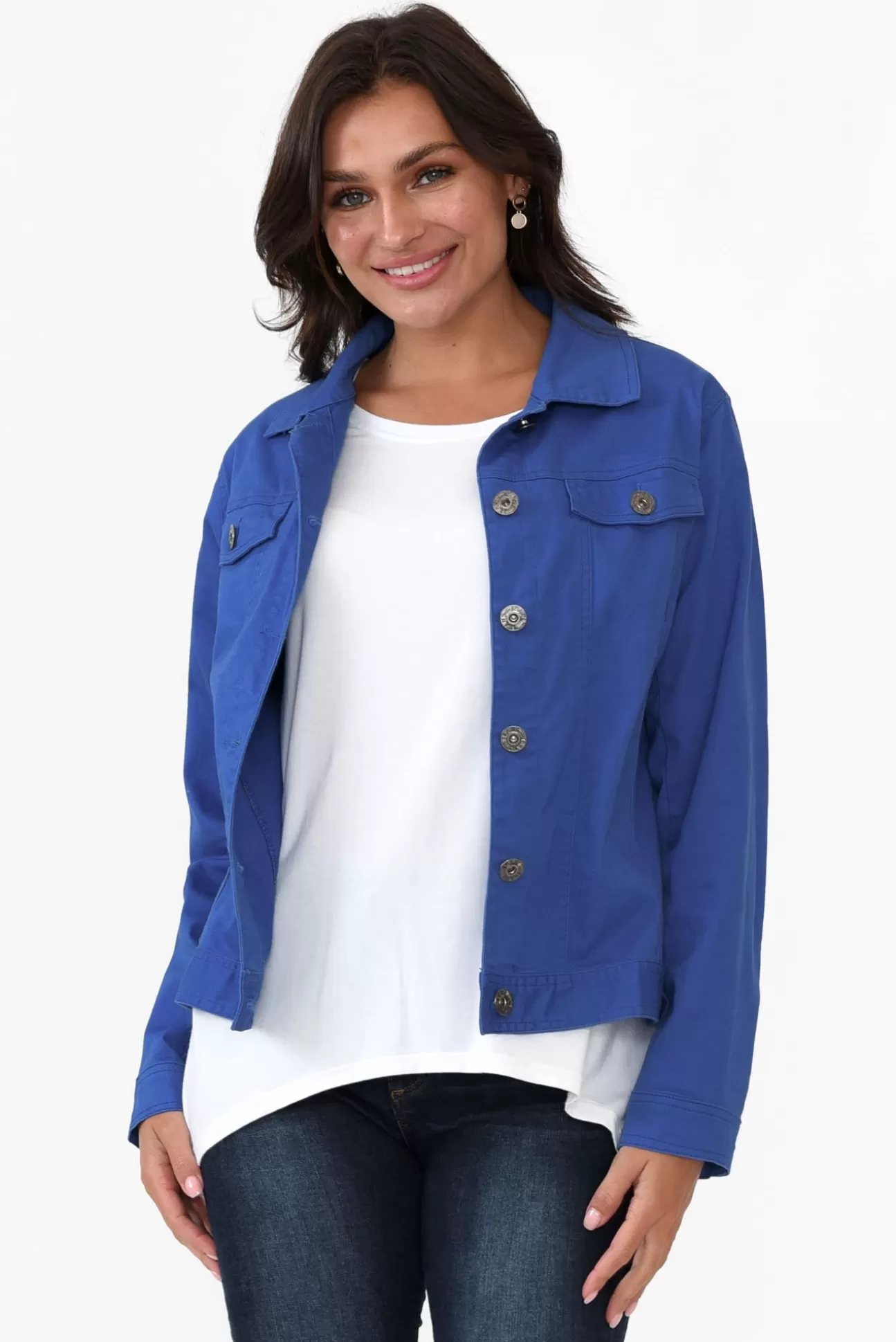 Cali and Co Florida Cobalt Cotton Stretch Jacket Cheap