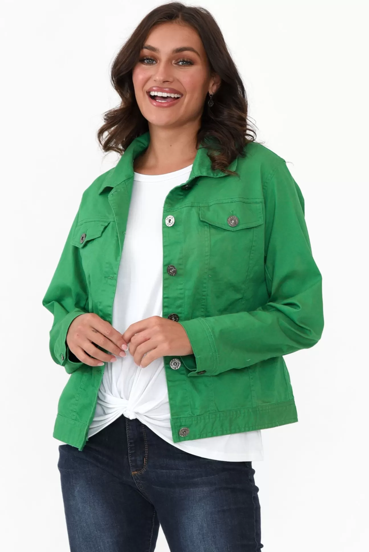 Cali and Co Florida Green Cotton Stretch Jacket New