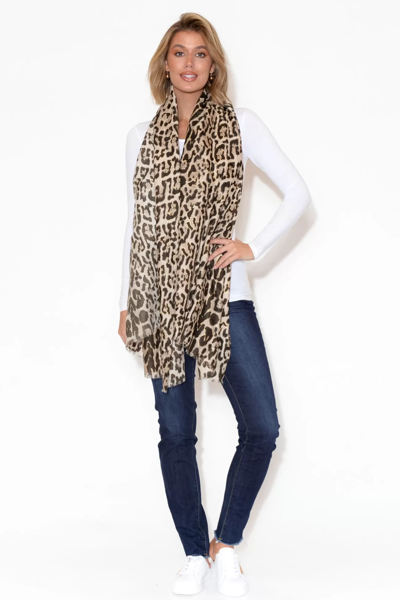 Enhance Flynn Brown Leopard Scarf Fashion