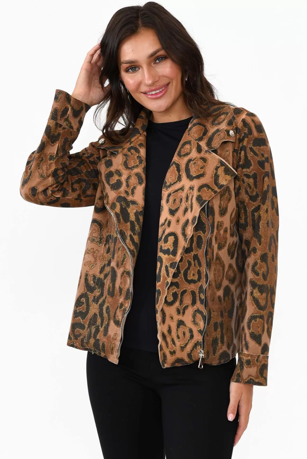 La Strada Fonda Gold Leopard Stretch Jacket Sale