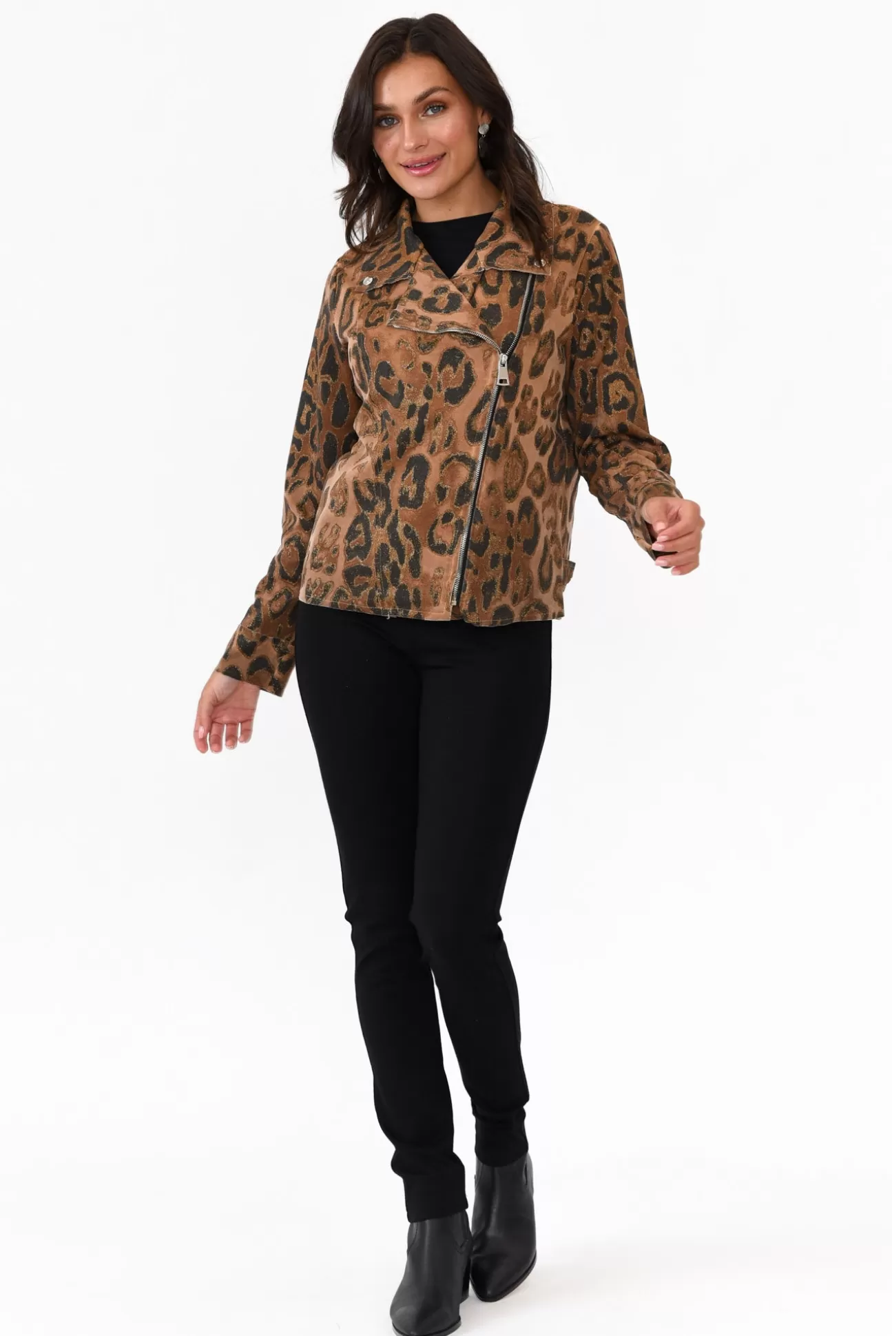 La Strada Fonda Gold Leopard Stretch Jacket Sale