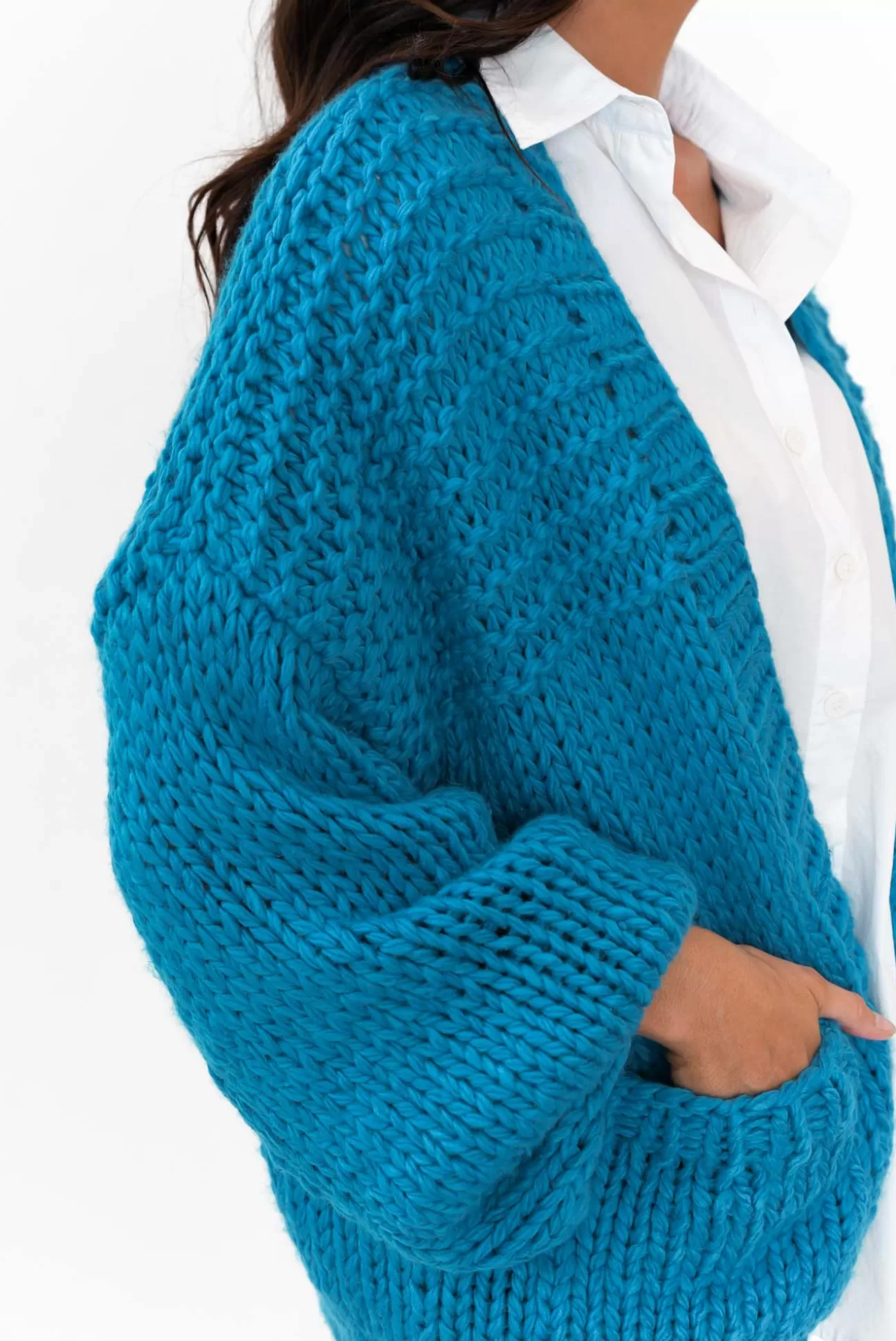 Paper Heart Freddie Blue Knit Pocket Cardigan Discount