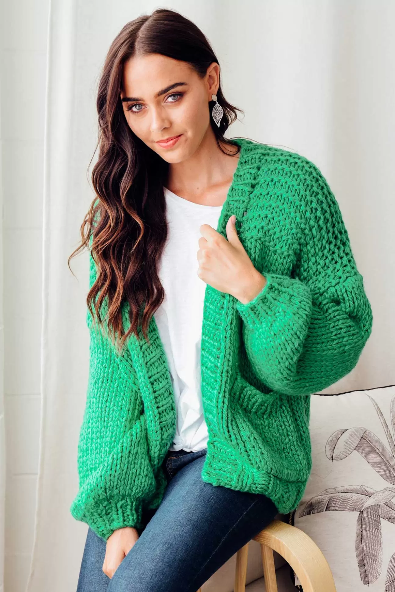 Paper Heart Freddie Green Knit Pocket Cardigan Discount