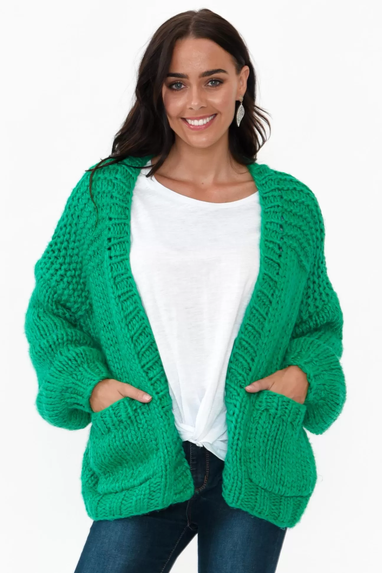 Paper Heart Freddie Green Knit Pocket Cardigan Discount