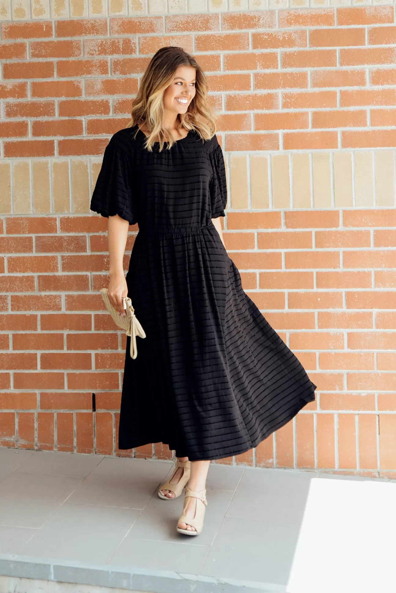 Fate Becker Funtime Black Cotton Maxi Dress Flash Sale