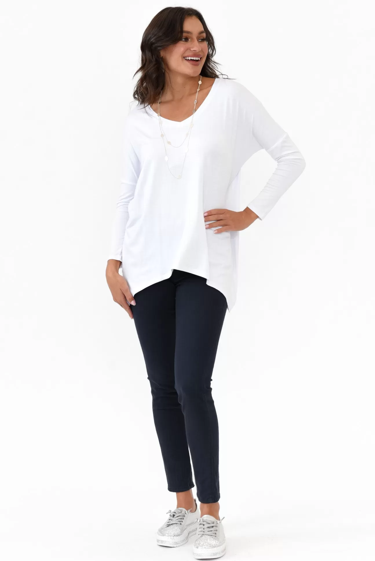 Betty Basics Geneva White Oversized Top Outlet