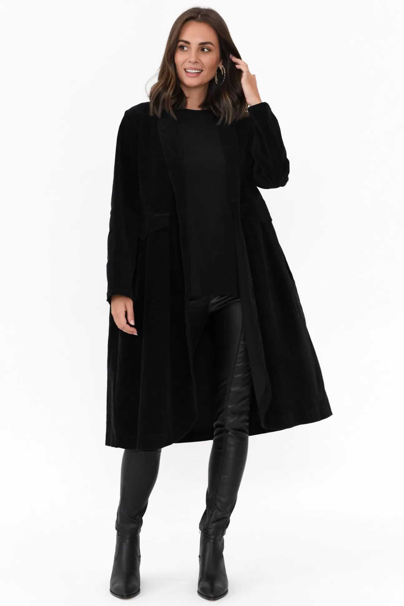 Frederic Genevieve Black Velvet Coat Clearance