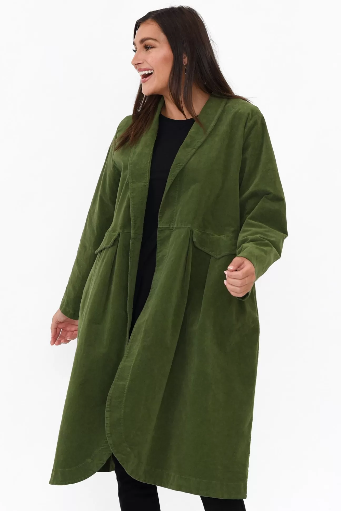 Frederic Genevieve Emerald Velvet Coat Flash Sale