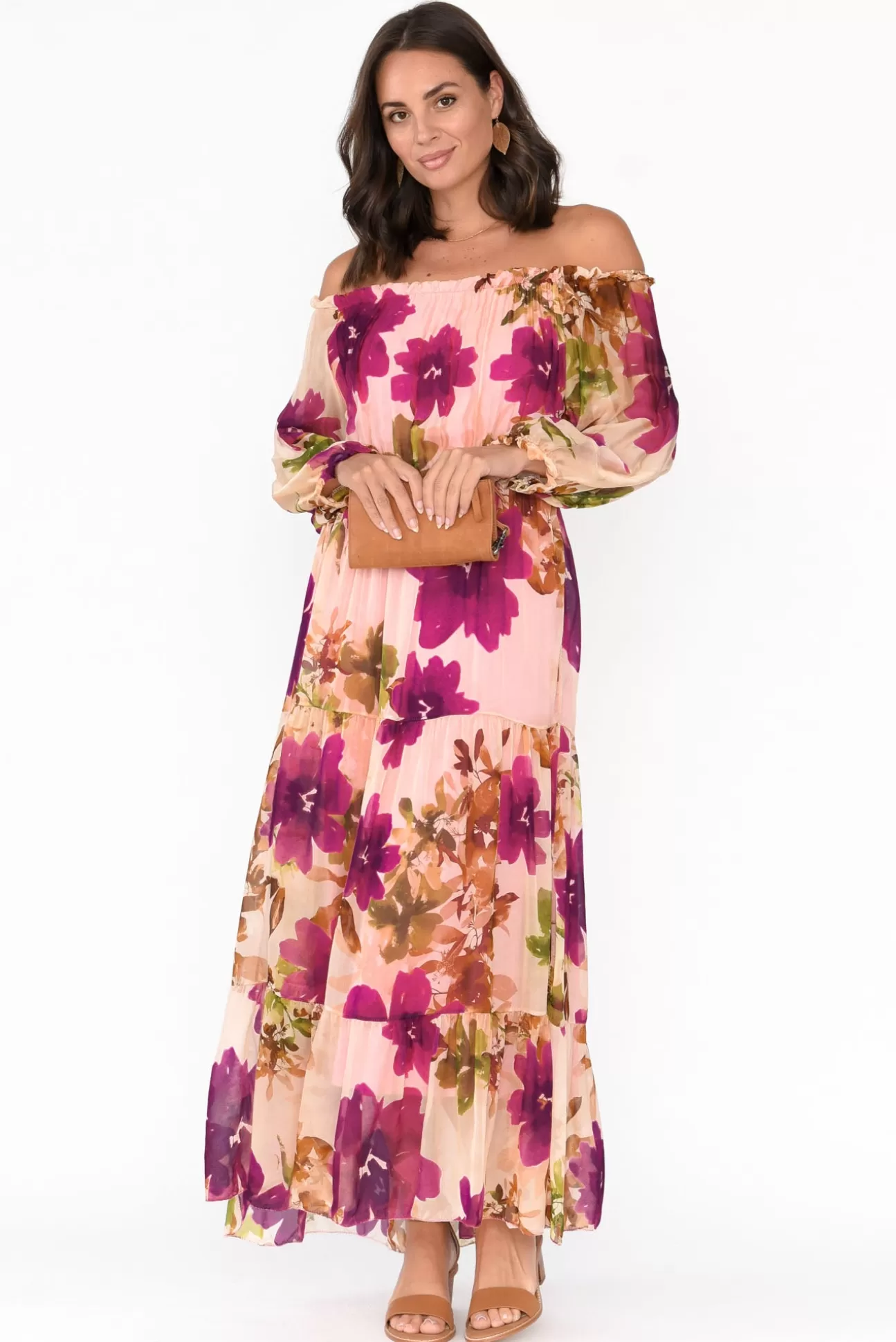 Italian Closet Giardino Pink Floral Silk Dress Store