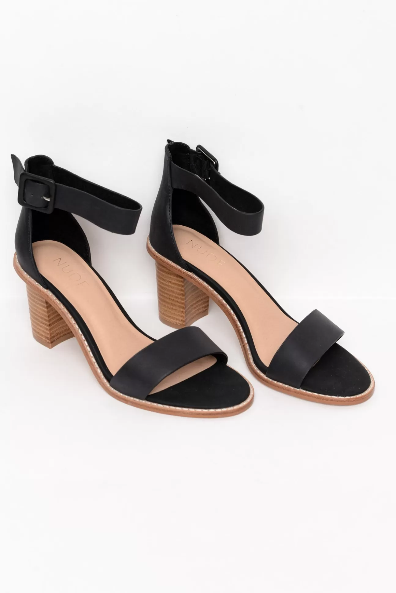 Nude Shoes Grady Black Leather High Heel Store