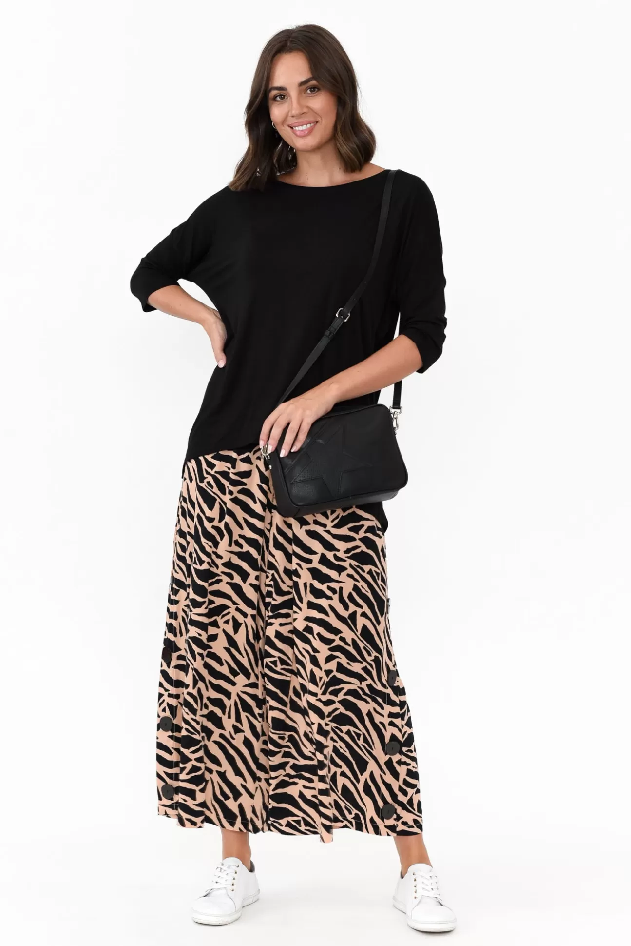 Willow Tree Grant Brown Abstract Wide Leg Pant Discount