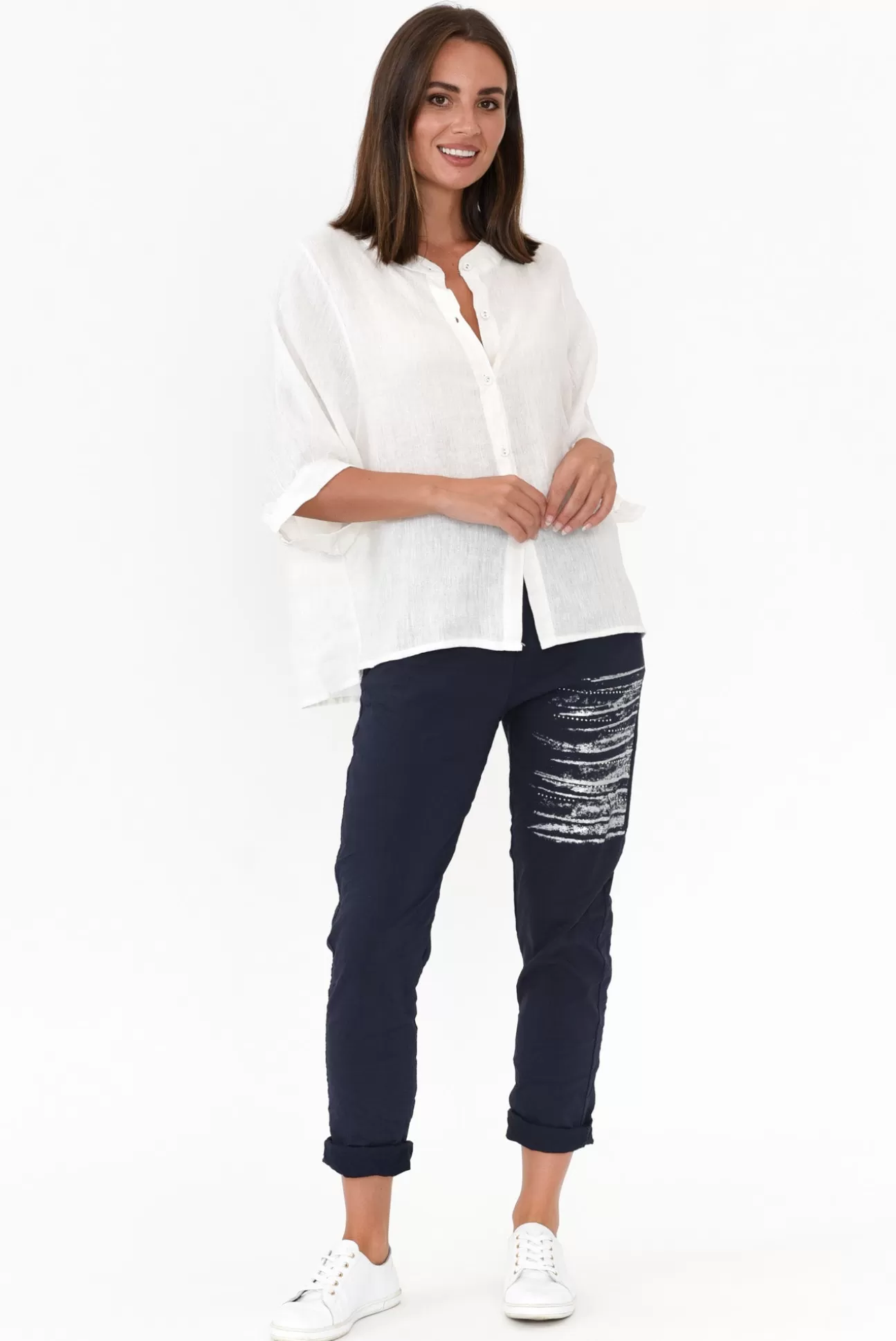 Worthier Grayson White Linen Top Best Sale