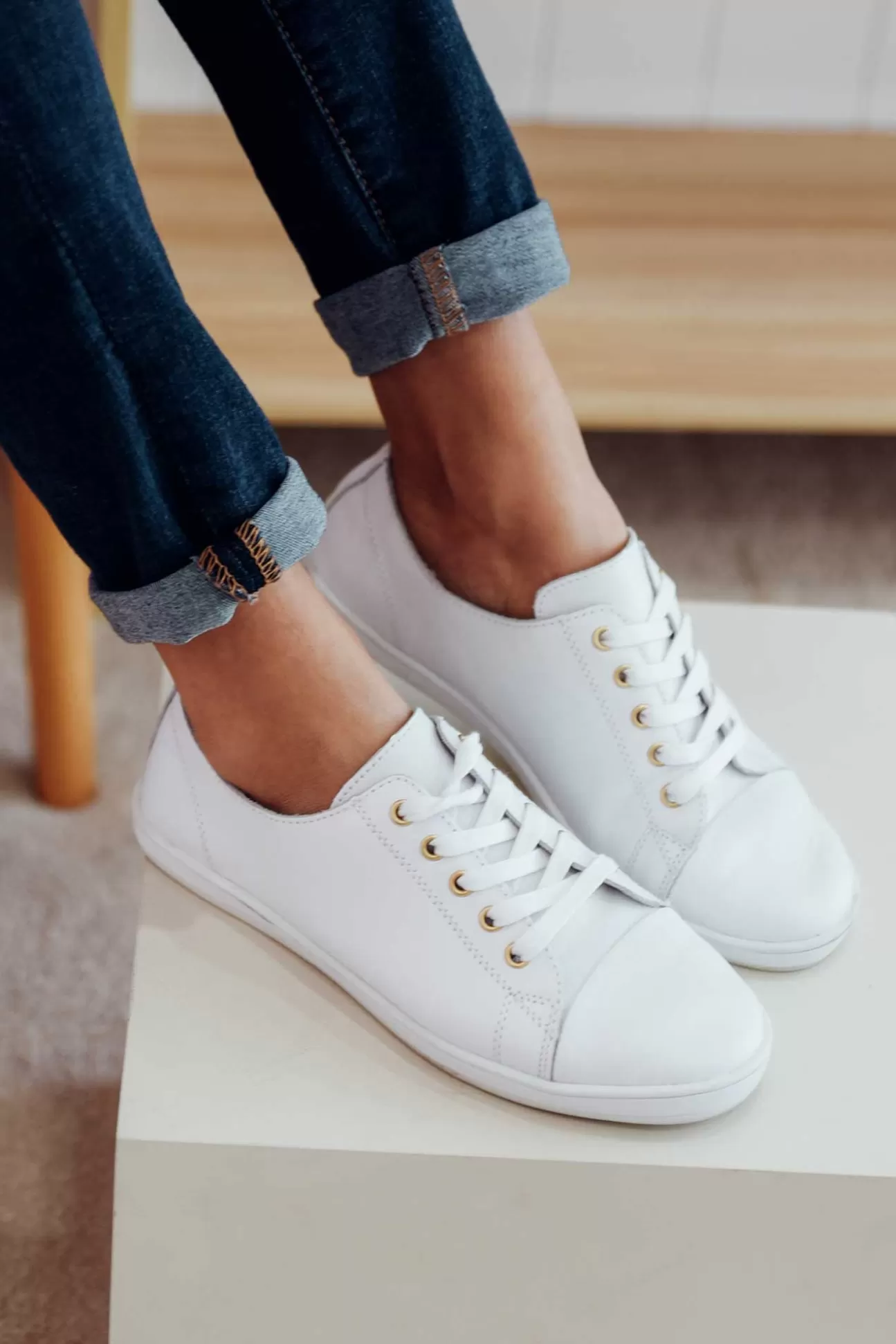 Alfie and Evie Greenie White Leather Sneaker Clearance