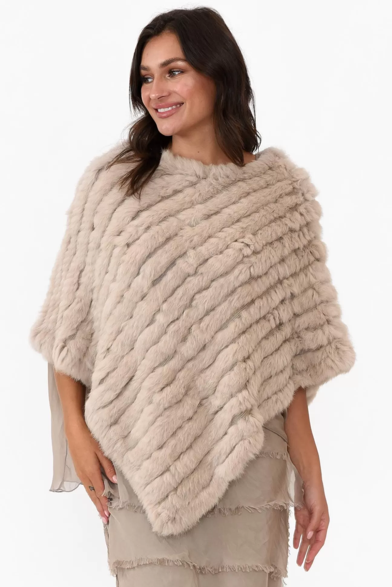 365 Days Greer Stone Fur Poncho Shop