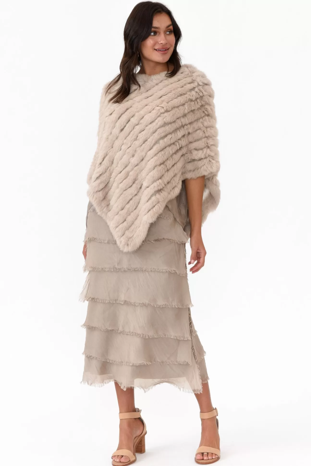 365 Days Greer Stone Fur Poncho Shop